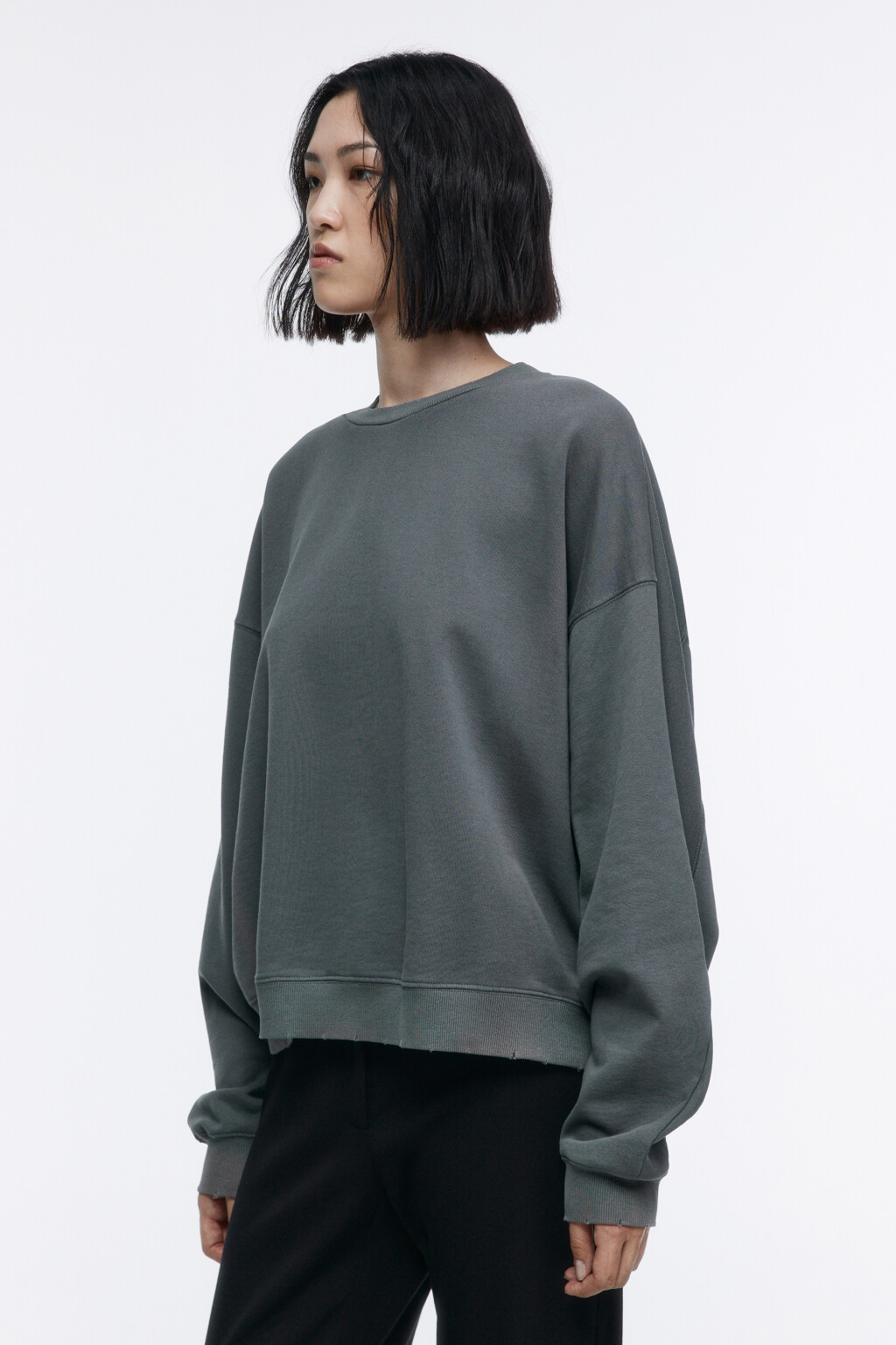 Свитшот oversize с состаренным эффектом - цвет серый - 3