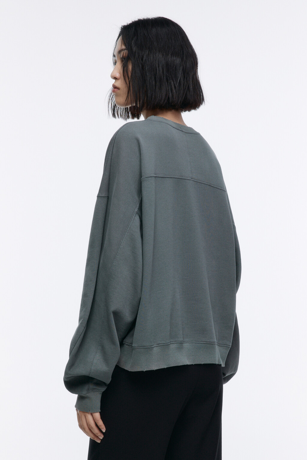 Свитшот oversize с состаренным эффектом - цвет серый - 4