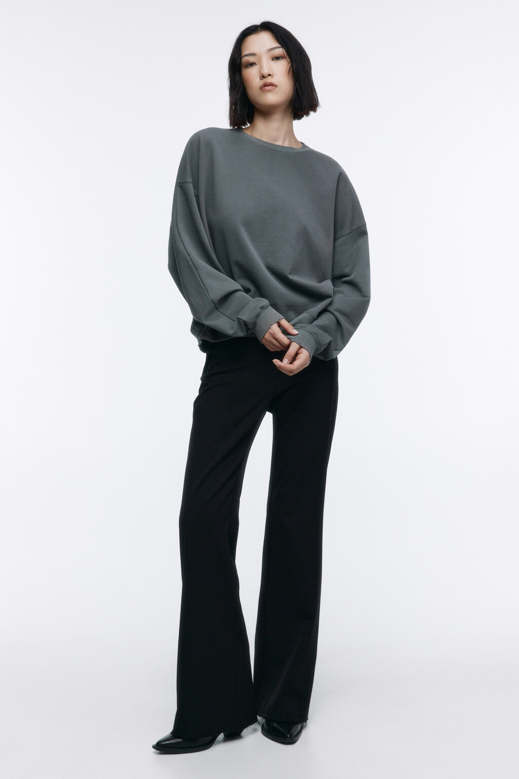 Свитшот oversize с состаренным эффектом - цвет серый - 5