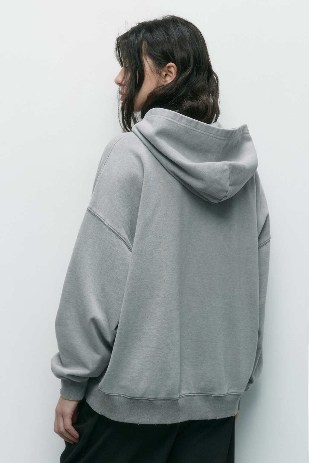 Худи из футера с вареным эффектом - цвет серый - 5