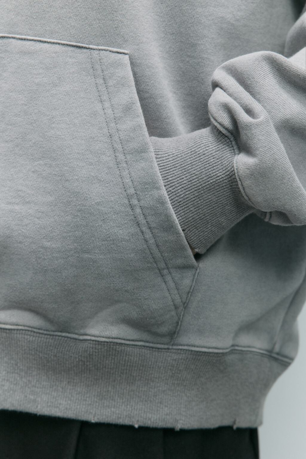 Худи из футера с вареным эффектом - цвет серый - 8