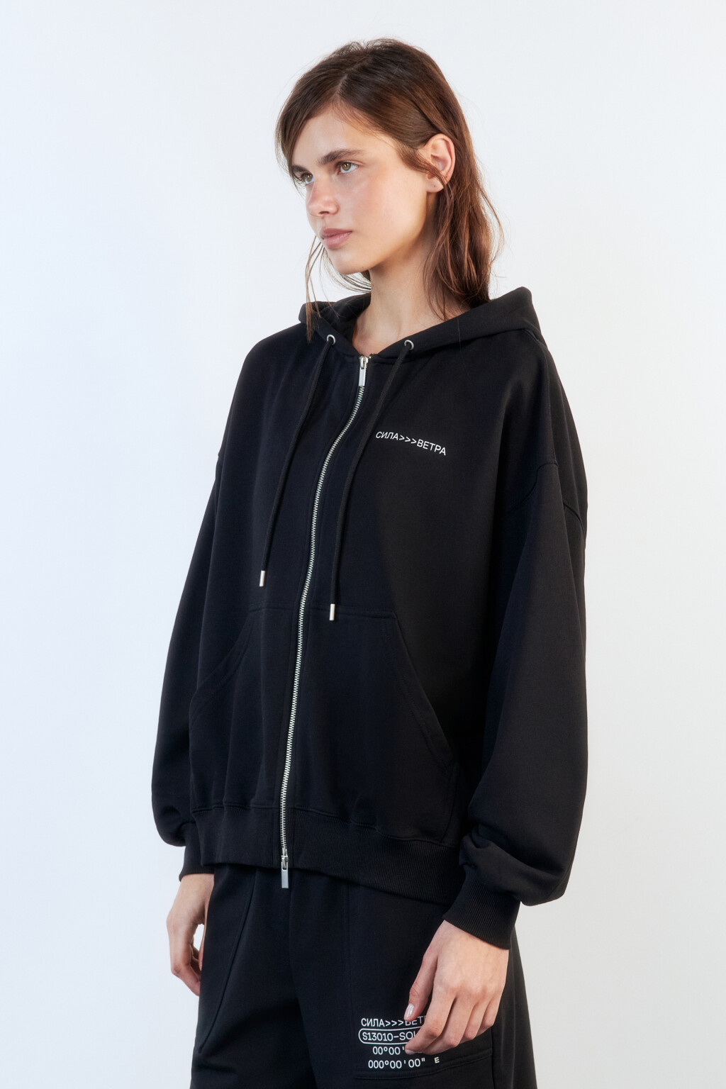 Худи-зипка с капюшоном и принтом - цвет черный - 4