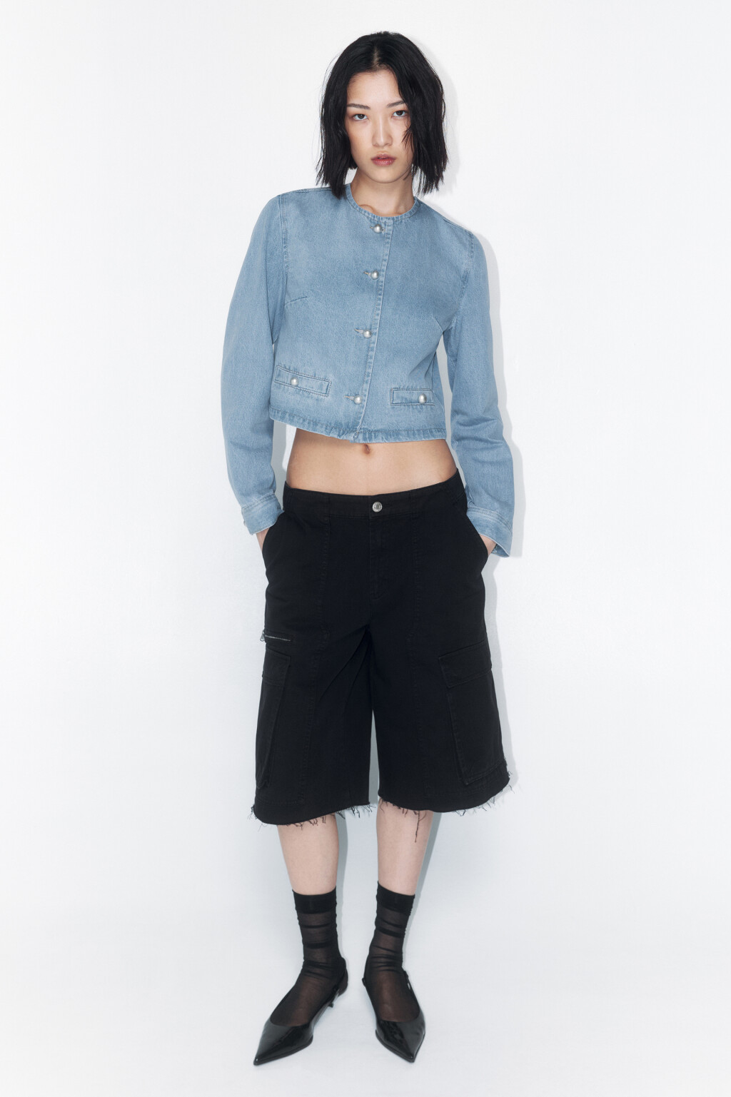 Жакет джинсовый укороченный - цвет голубой - 5