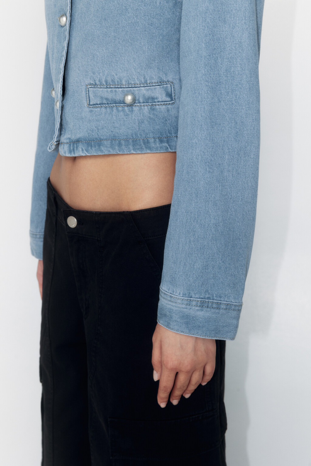 Жакет джинсовый укороченный - цвет голубой - 7