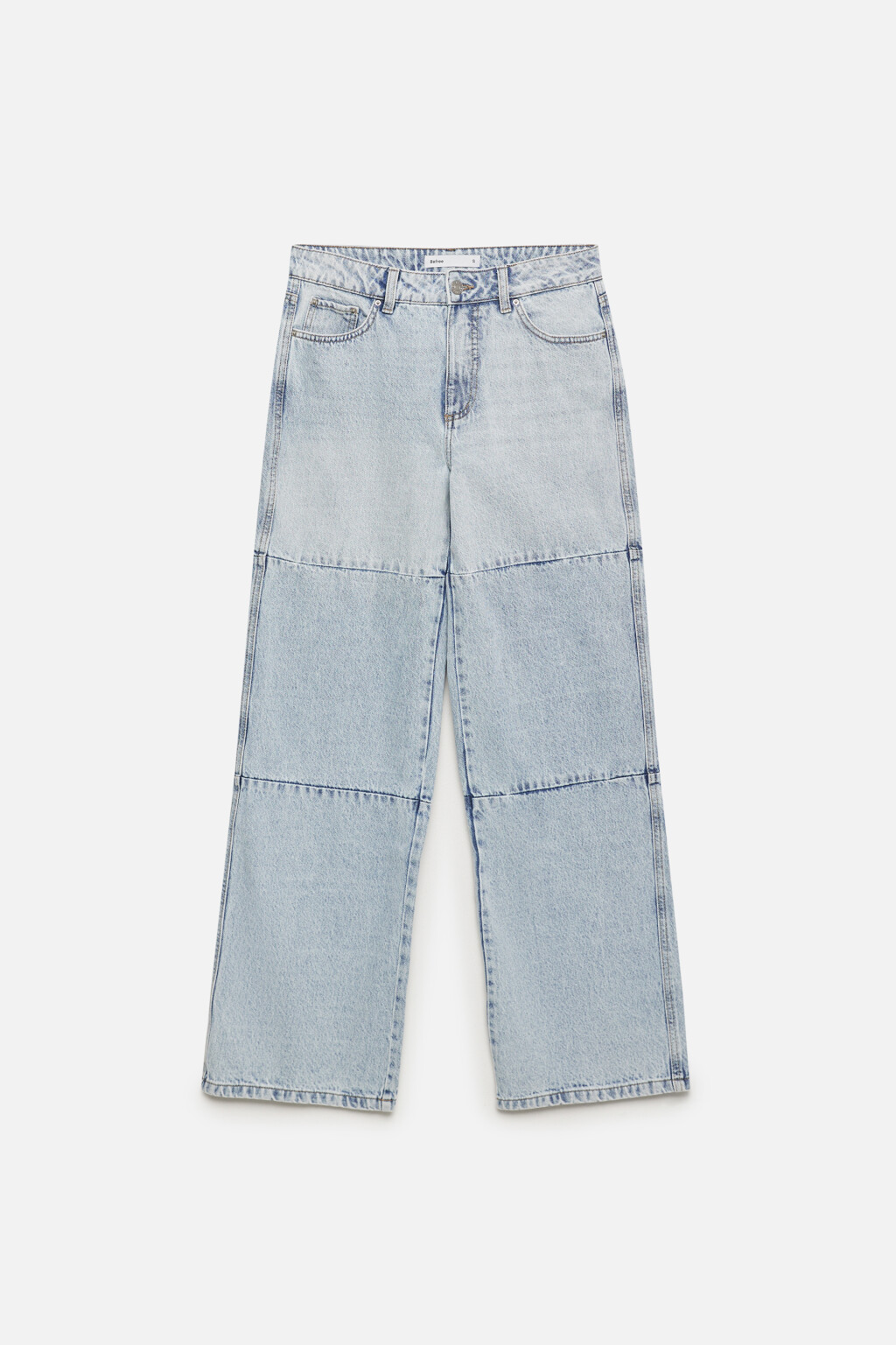 Джинсы широкие в лоскутной технике - цвет голубой - 8