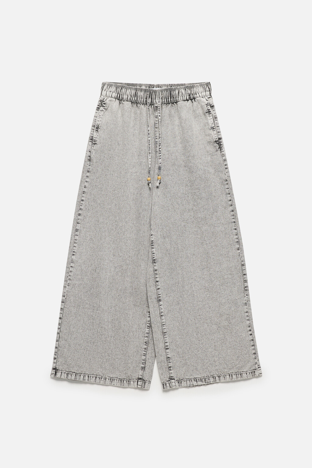 Джинсы широкие с поясом-резинкой и завязками - цвет серый - 8