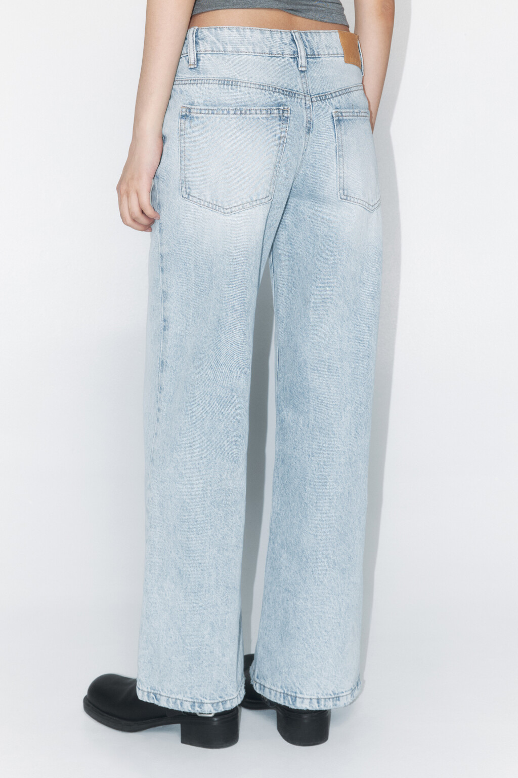 Джинсы wide широкие со средней посадкой - цвет голубой - 5