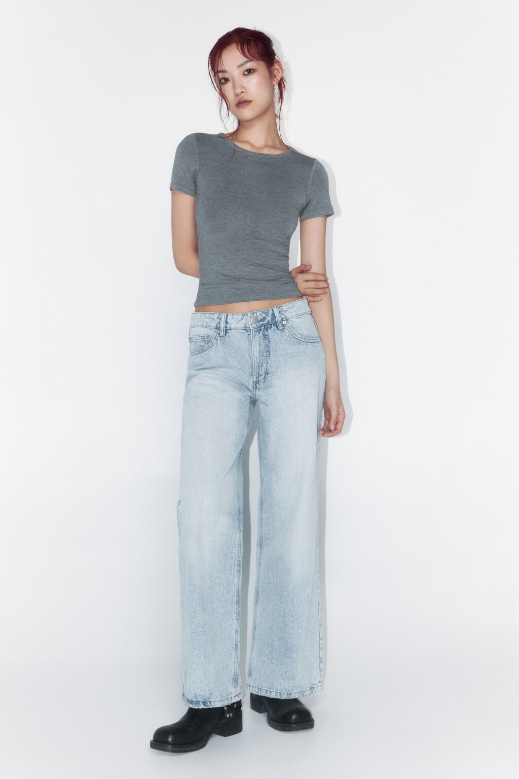 Джинсы wide широкие со средней посадкой - цвет голубой - 2