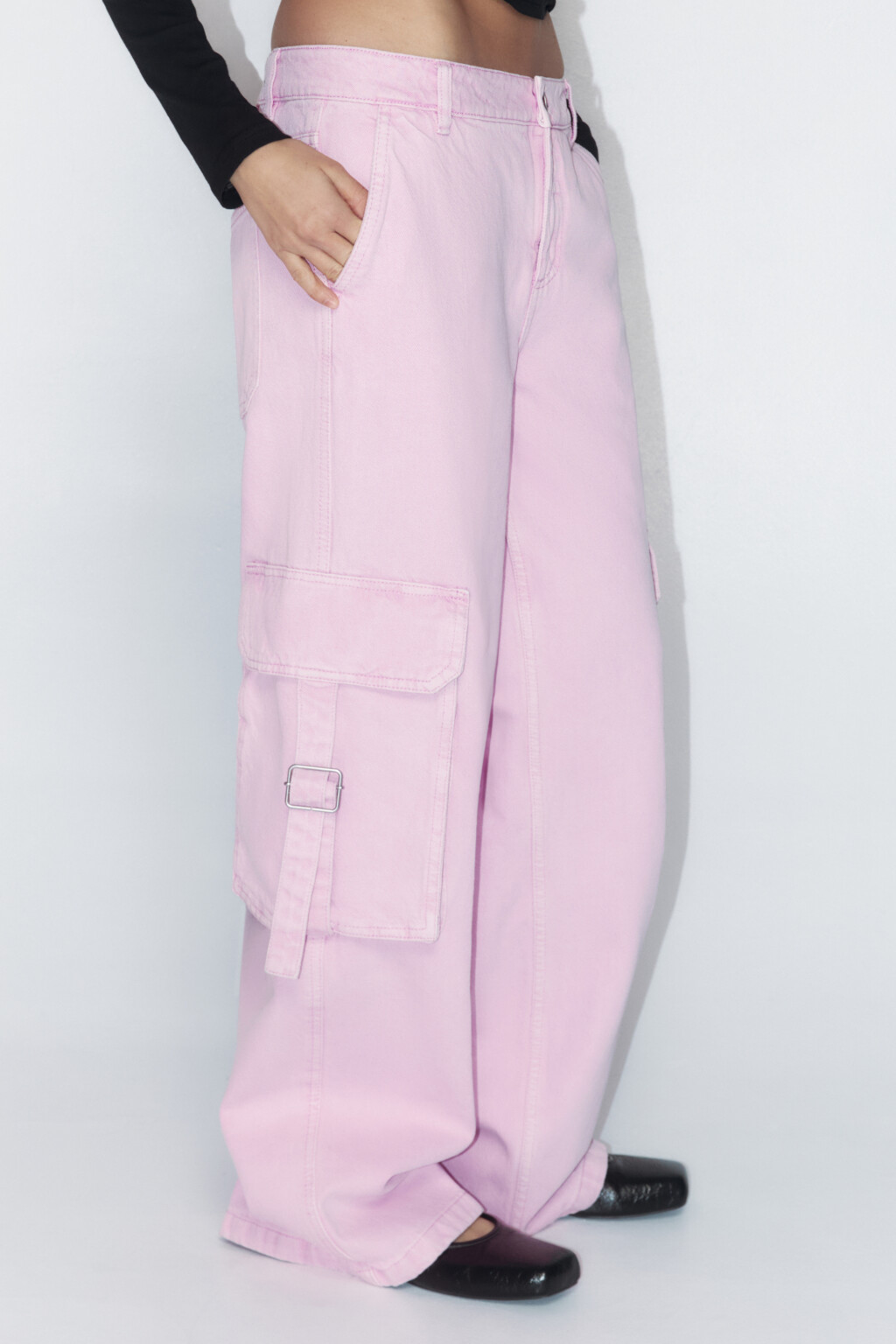 Джинсы карго с низкой посадкой - цвет розовый - 3