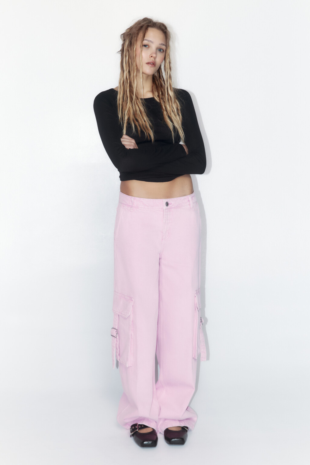 Джинсы карго с низкой посадкой - цвет розовый - 1
