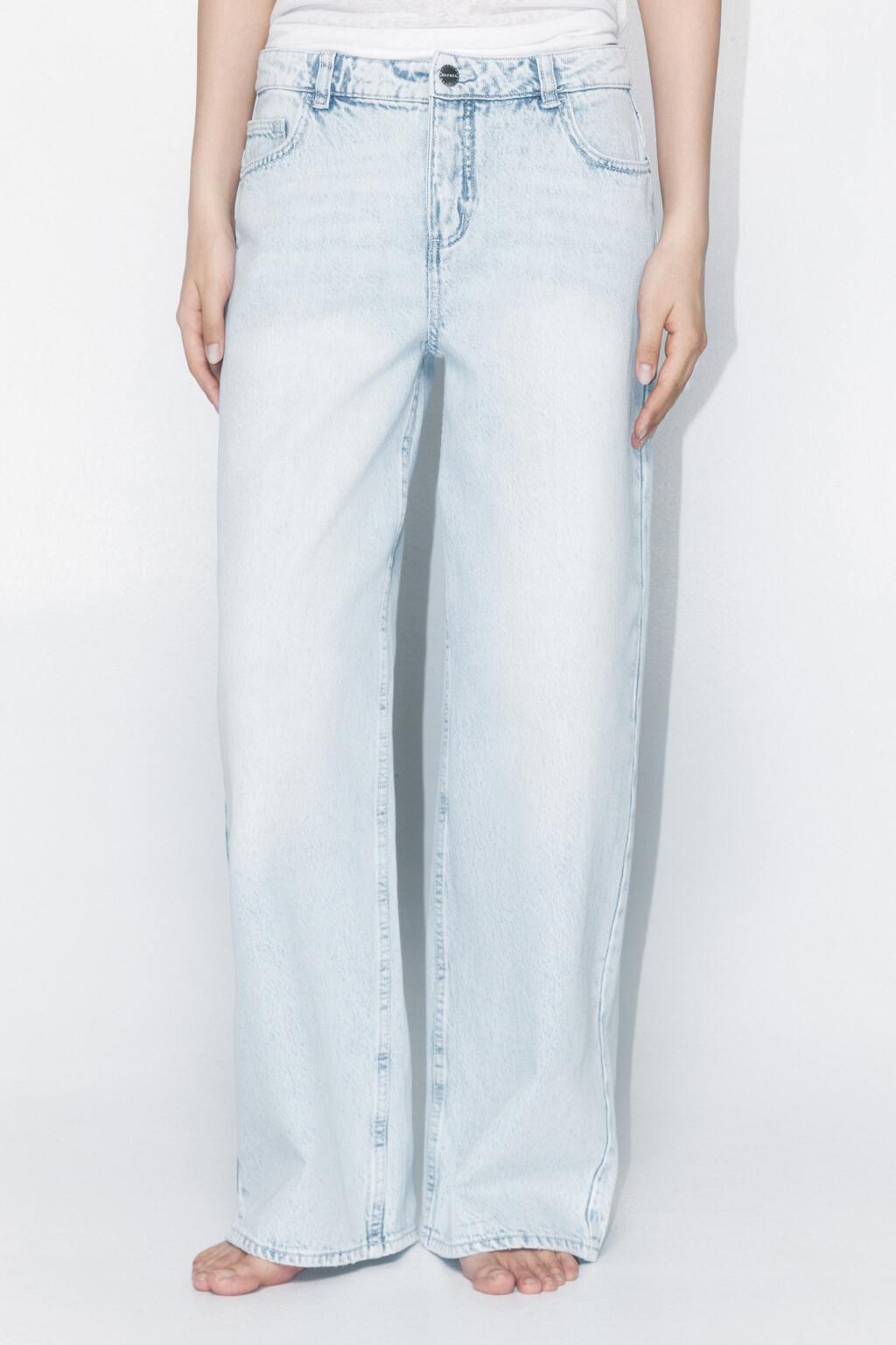Джинсы широкие с низкой посадкой - цвет голубой - 2