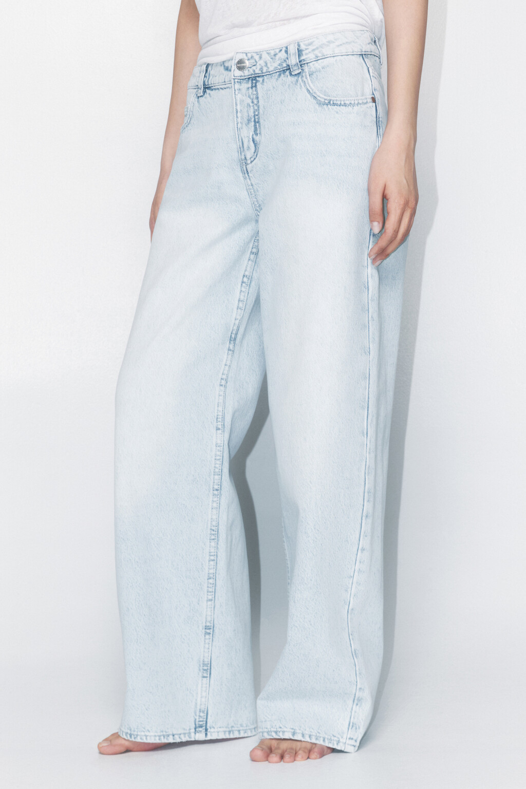 Джинсы широкие с низкой посадкой - цвет голубой - 3