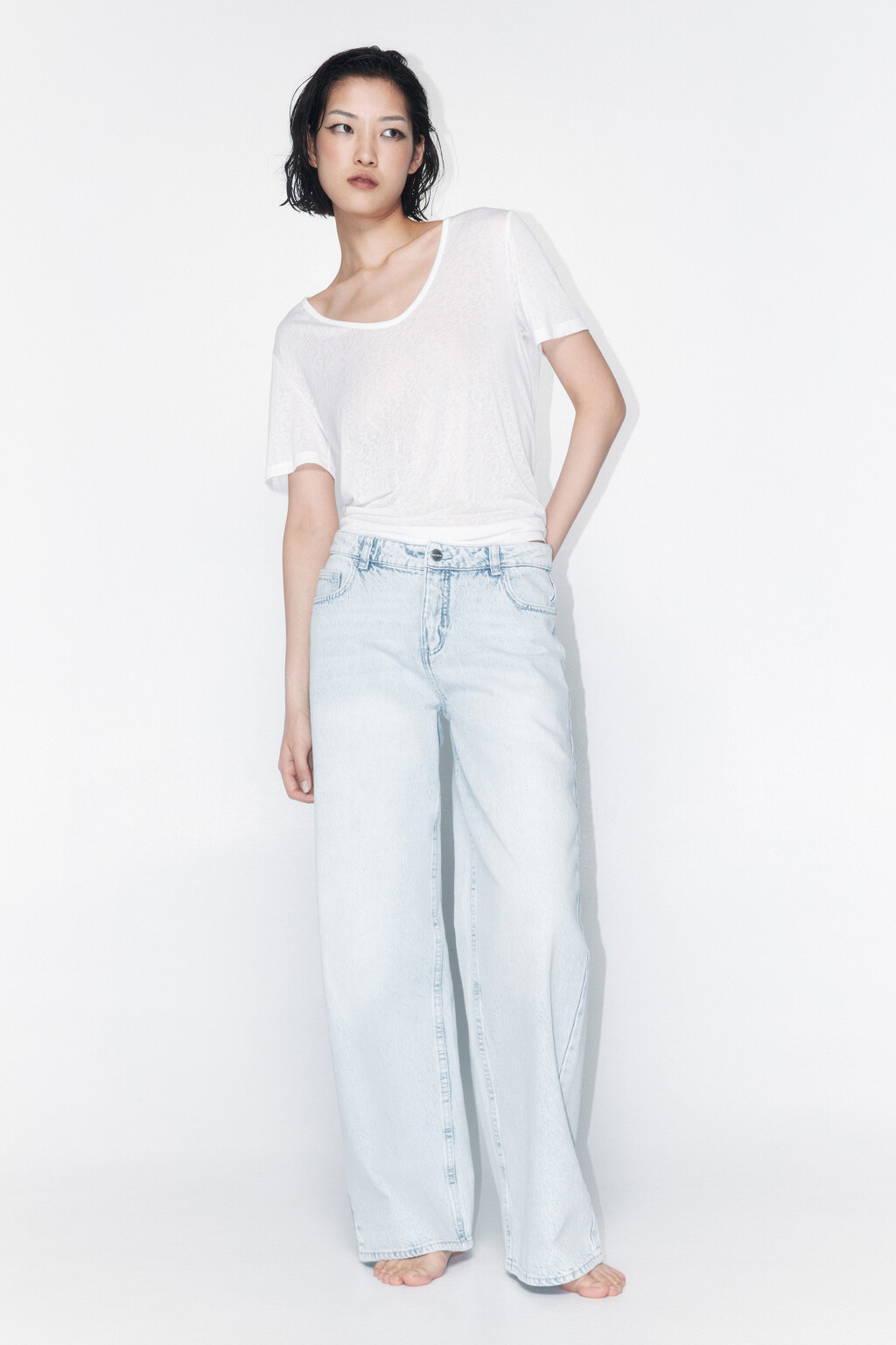Джинсы широкие с низкой посадкой - цвет голубой - 5