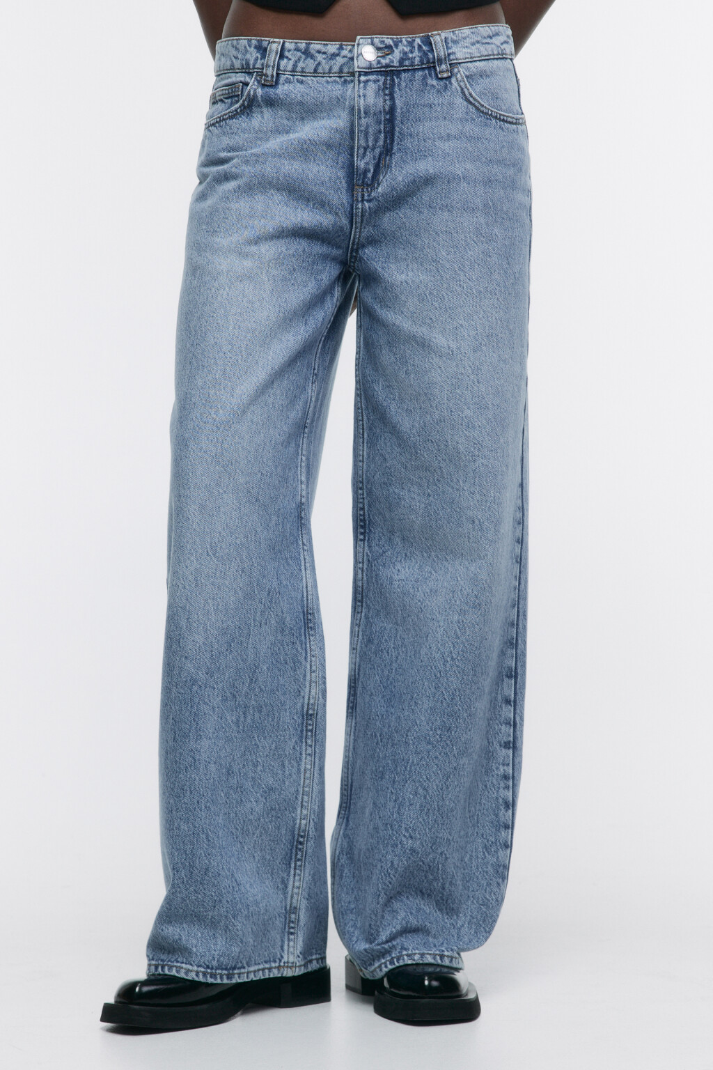 Джинсы широкие с низкой посадкой - цвет голубой - 2