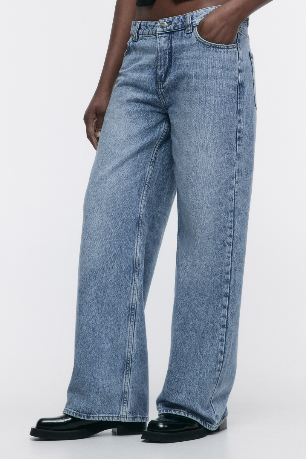 Джинсы широкие с низкой посадкой - цвет голубой - 3