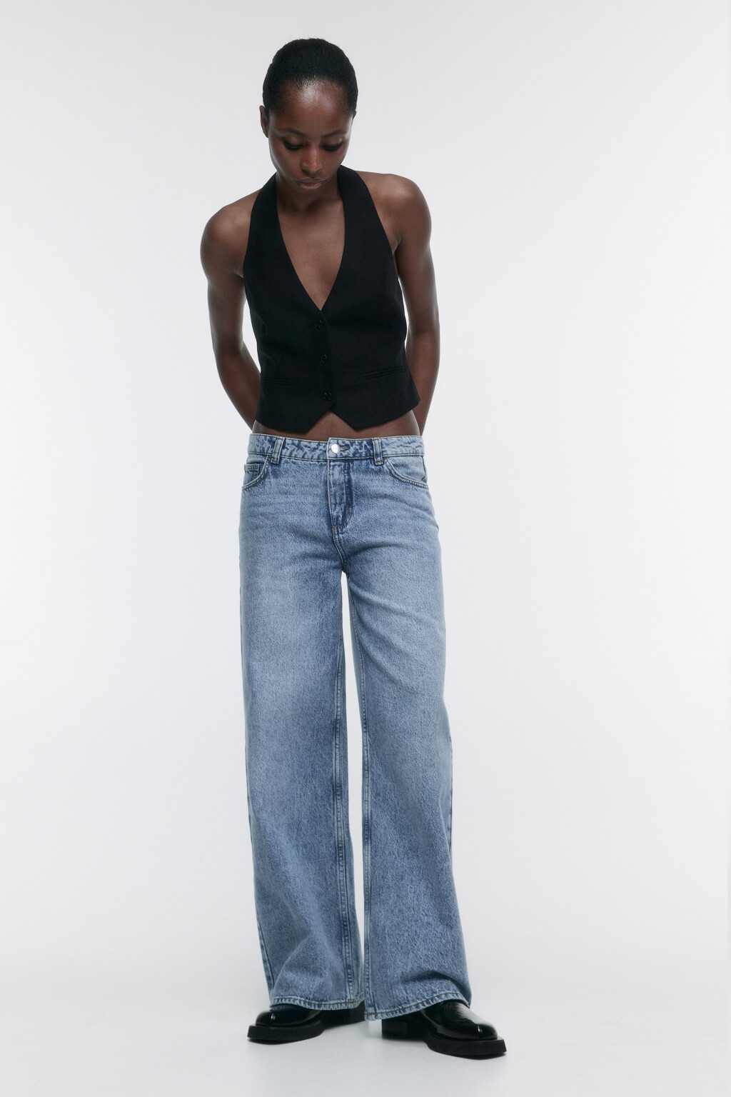 Джинсы широкие с низкой посадкой - цвет голубой - 5