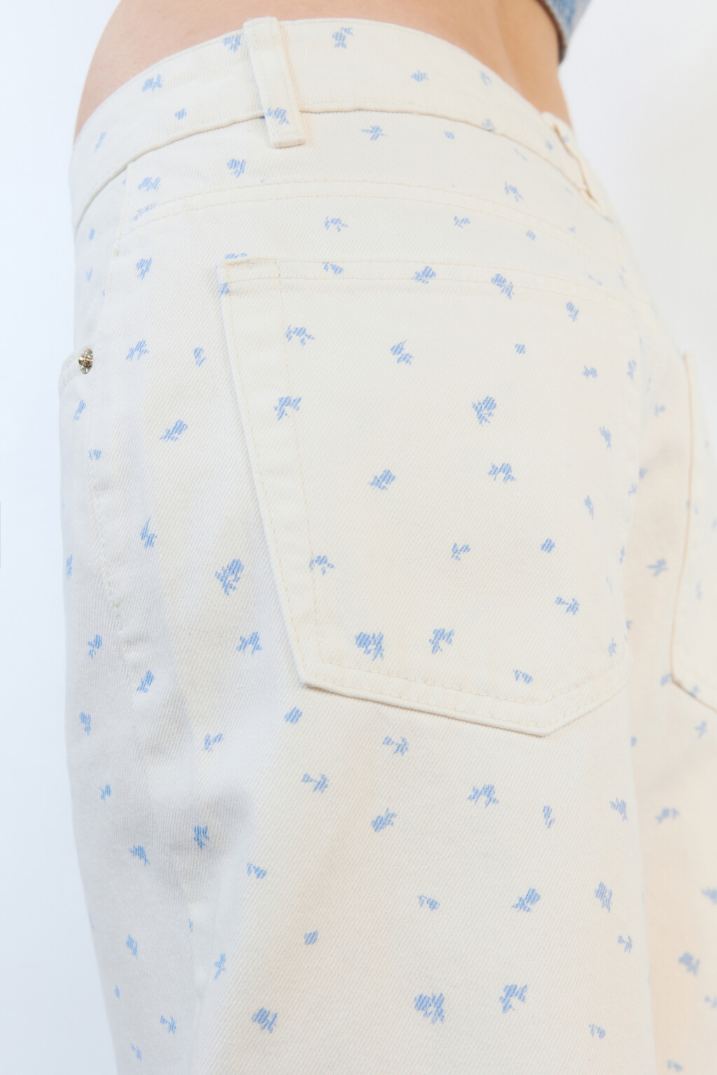 Джинсы wide широкие с цветочным принтом - цвет голубой - 7