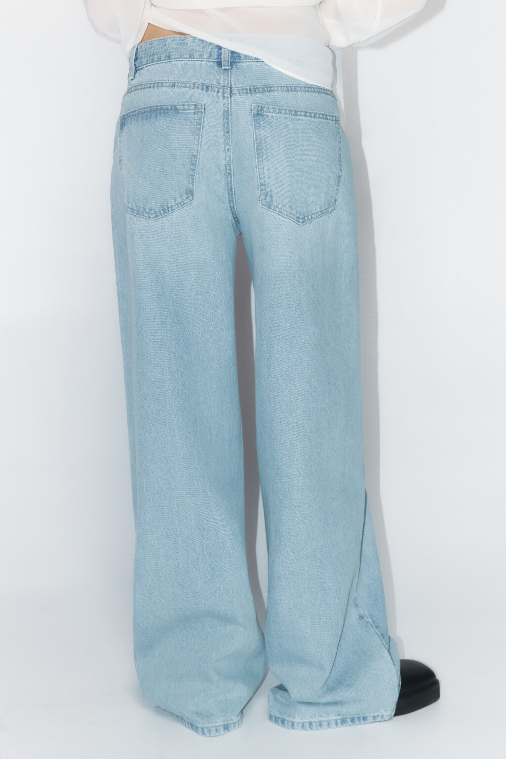 Джинсы широкие удлиненные с низкой посадкой - цвет голубой - 3