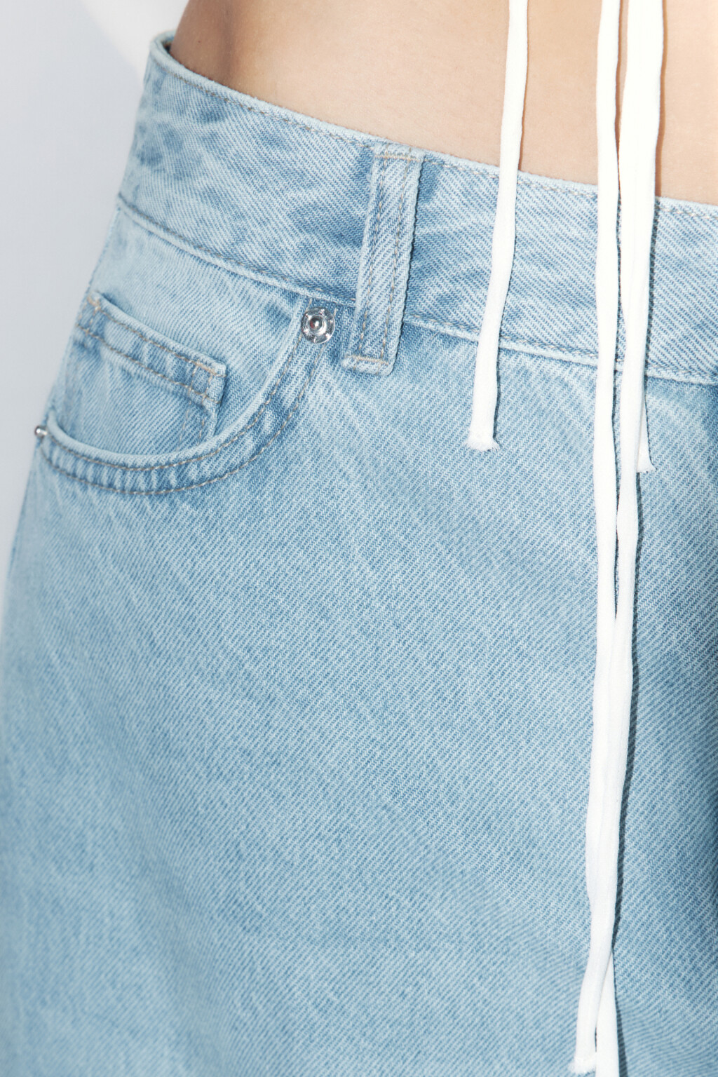 Джинсы широкие удлиненные с низкой посадкой - цвет голубой - 6