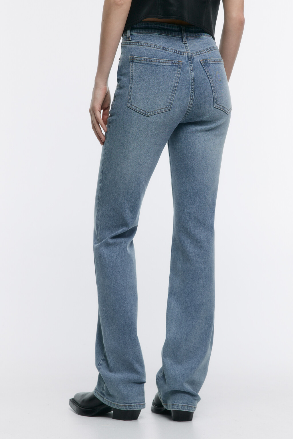Джинсы клеш с высокой посадкой - цвет голубой - 5