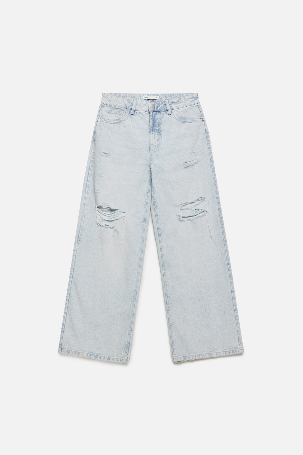 Джинсы широкие рваные с потертостями - цвет голубой - 8