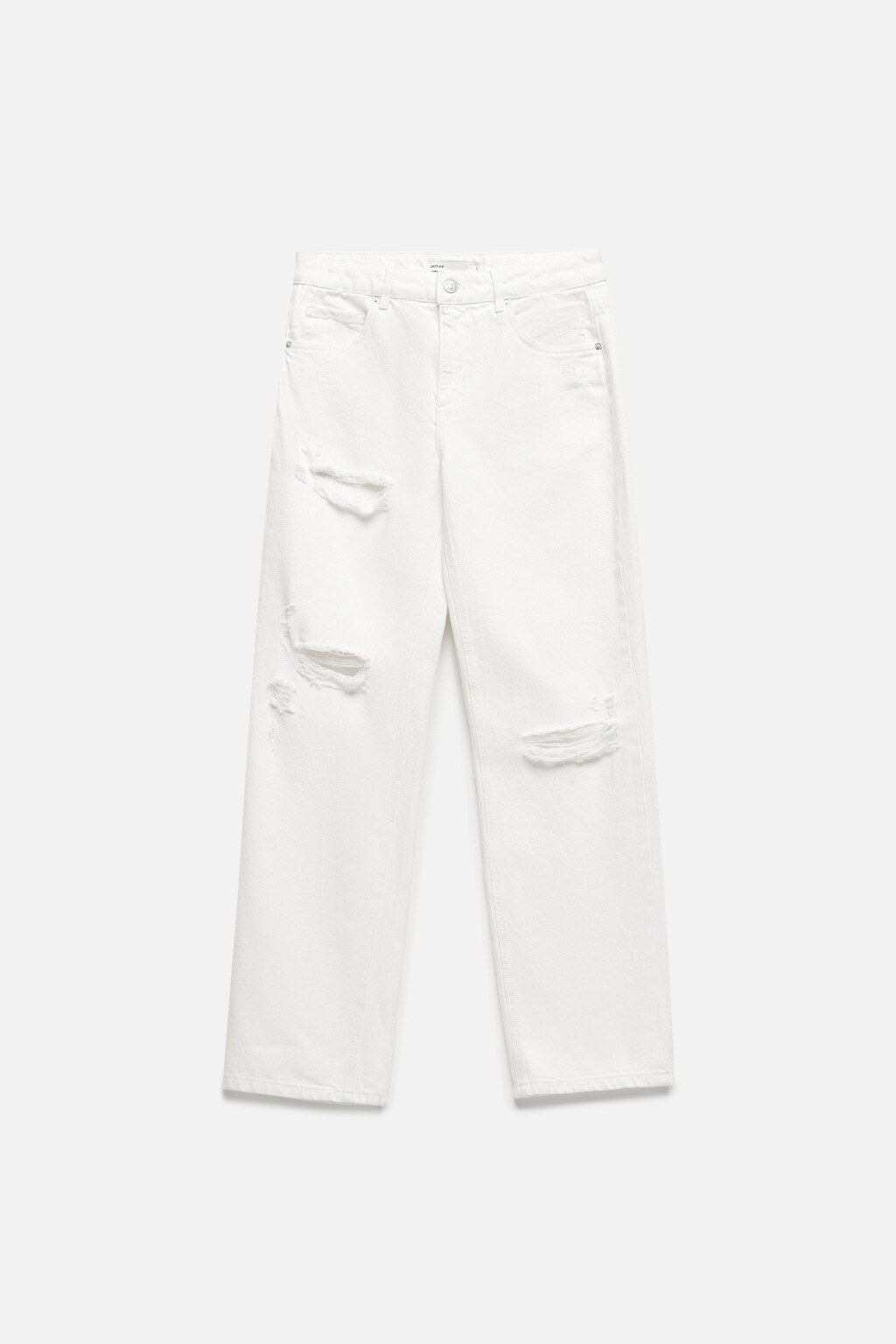 Джинсы loose fit рваные с потертостями - цвет белый - 8