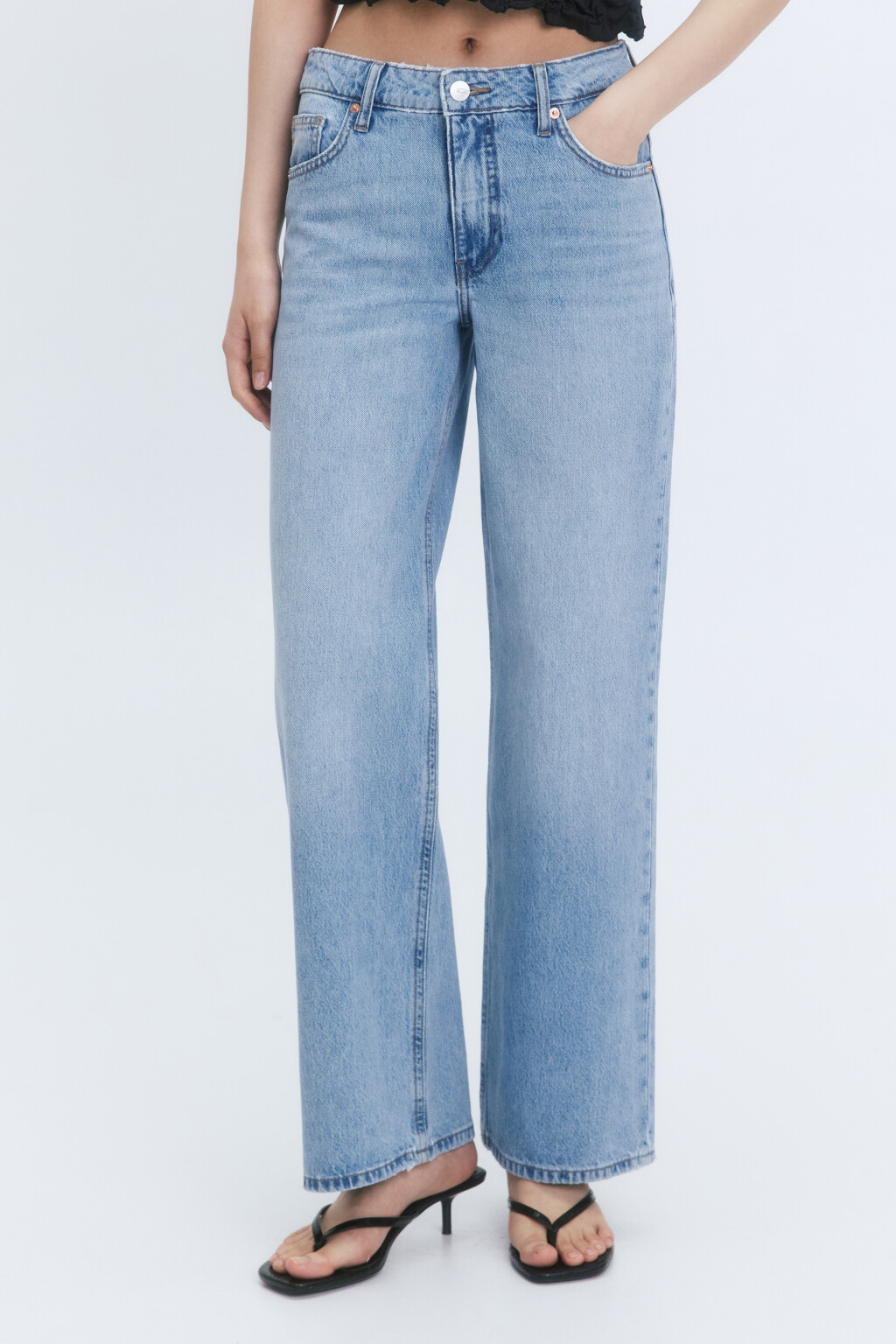 Джинсы прямые из денима с переработанным хлопком - цвет голубой - 2
