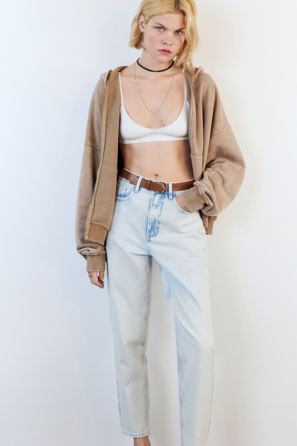 Джинсы mom's с высокой посадкой и ремнем - цвет голубой - 5