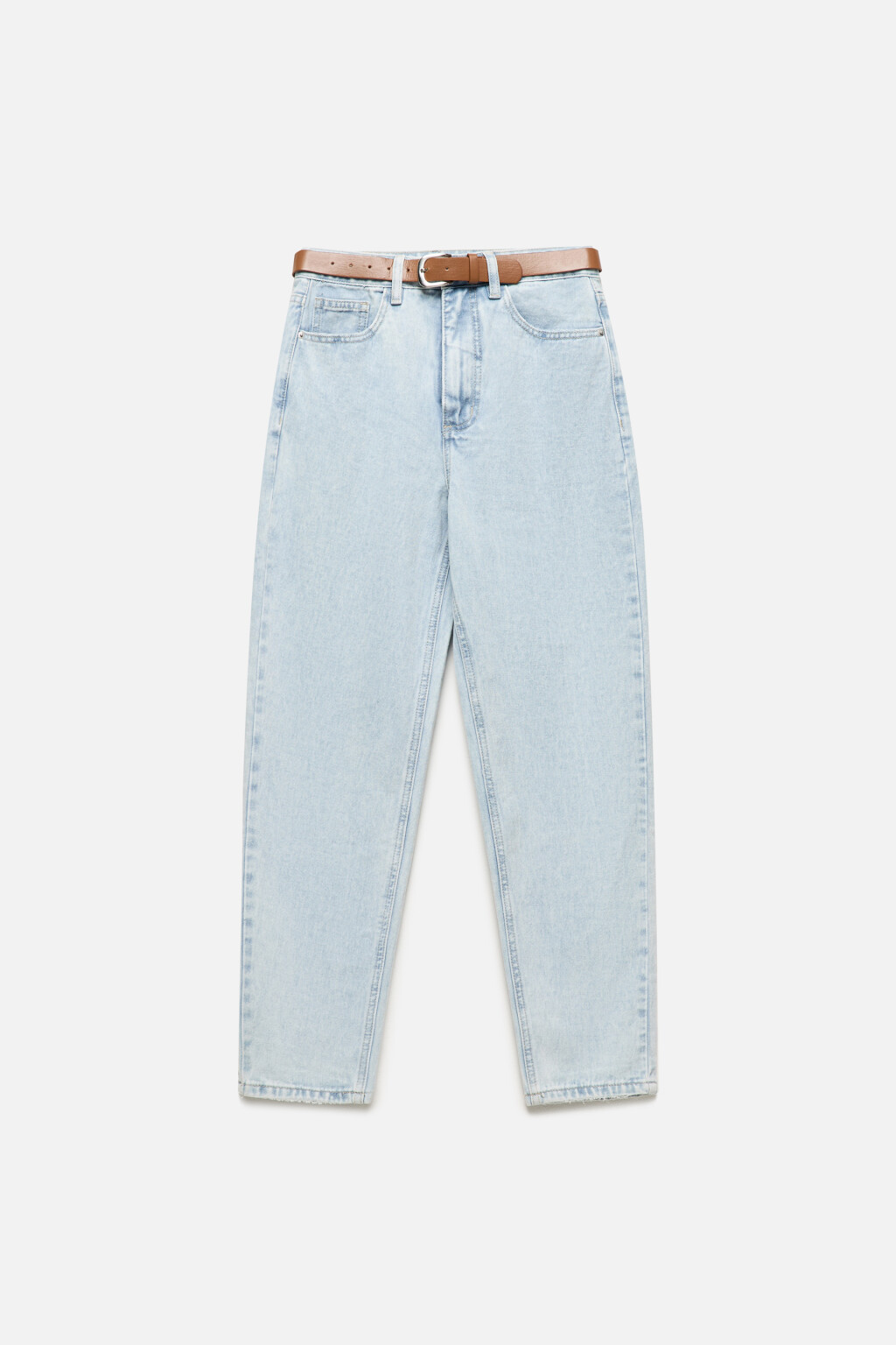 Джинсы mom's с высокой посадкой и ремнем - цвет голубой - 8