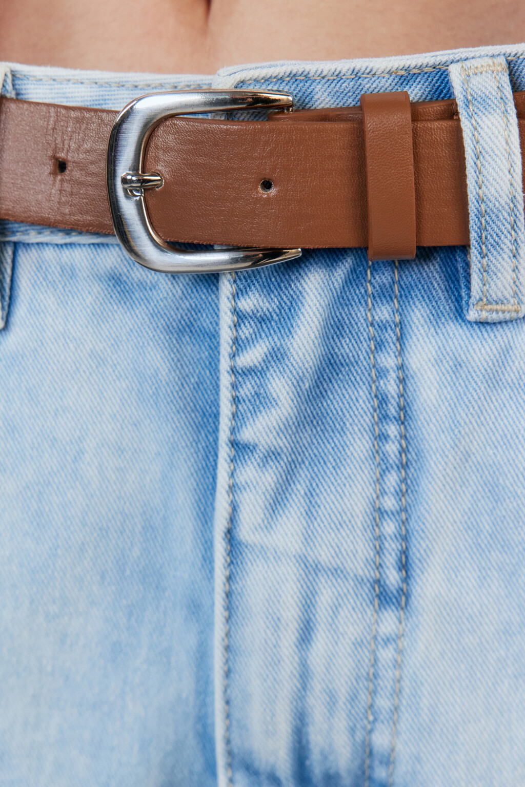 Джинсы mom's с высокой посадкой и ремнем - цвет голубой - 6