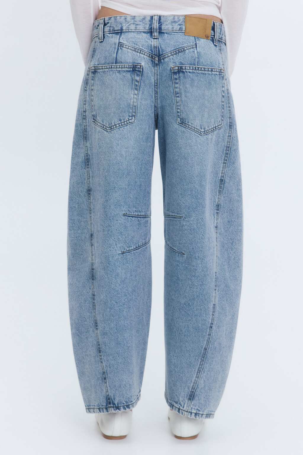 Джинсы barrel fit широкие с декоративными швами - цвет голубой - 5