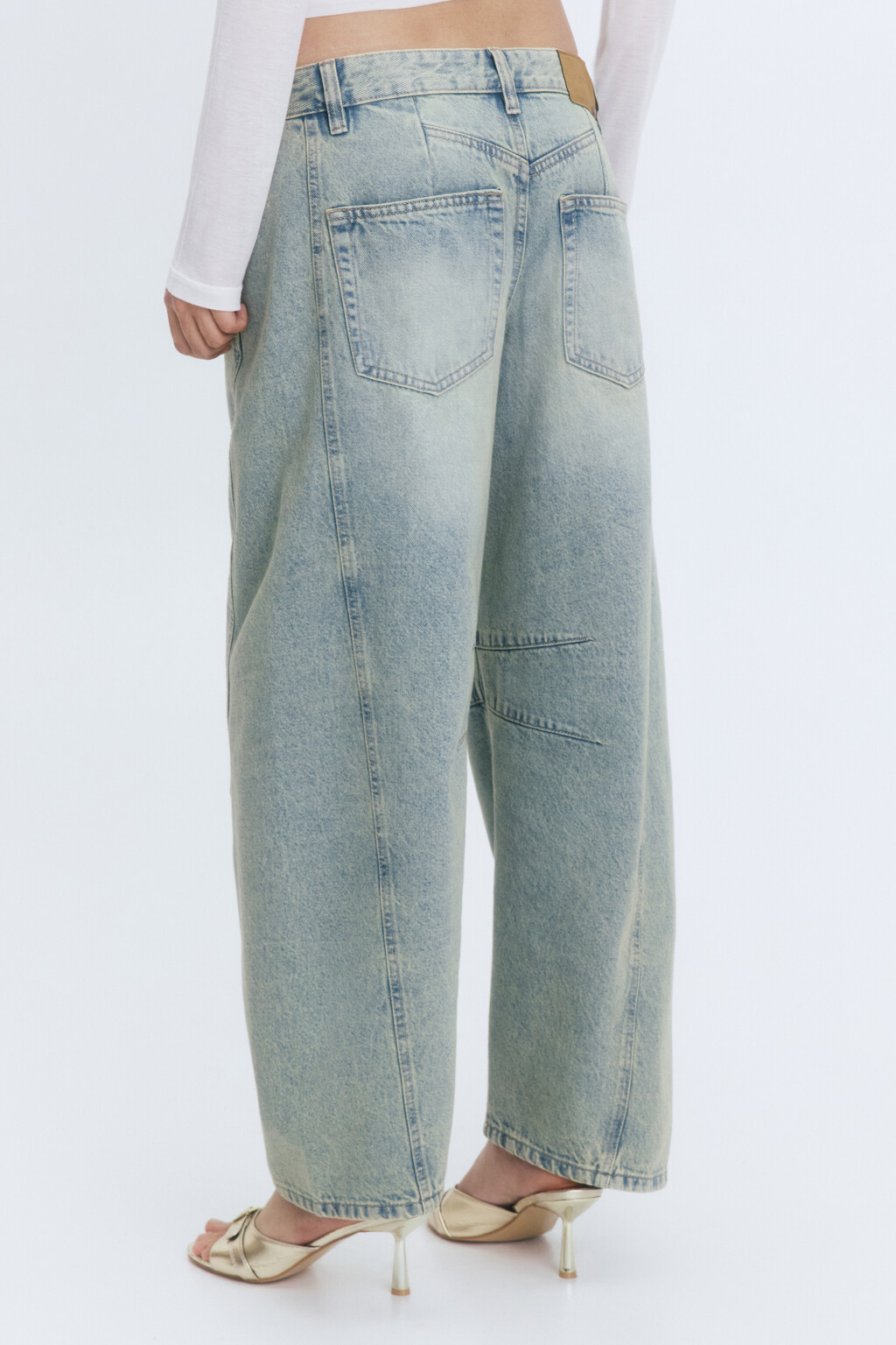 Джинсы barrel fit широкие с декоративными швами - цвет синий - 4