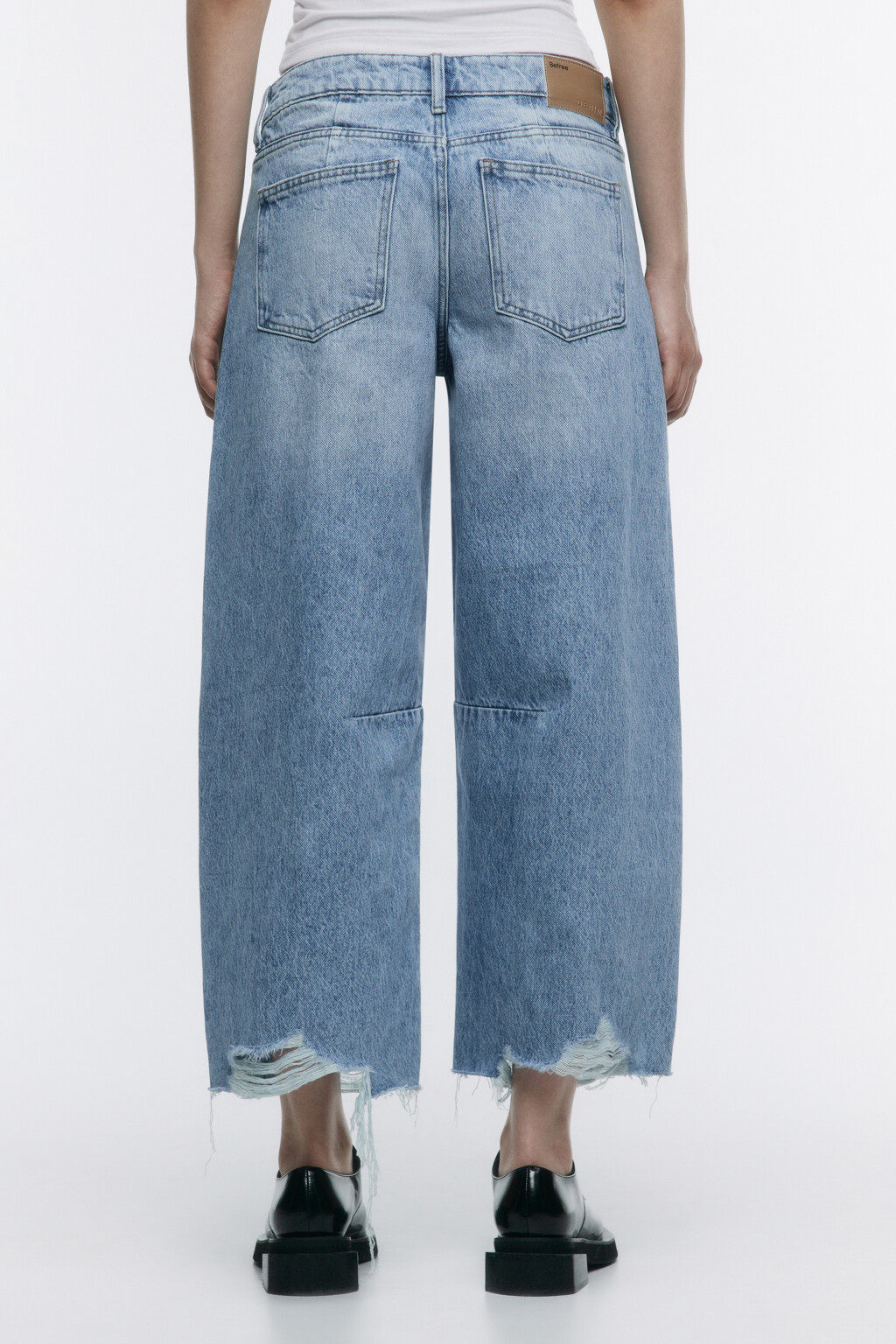 Джинсы barrel fit рваные с потертостями - цвет голубой - 5