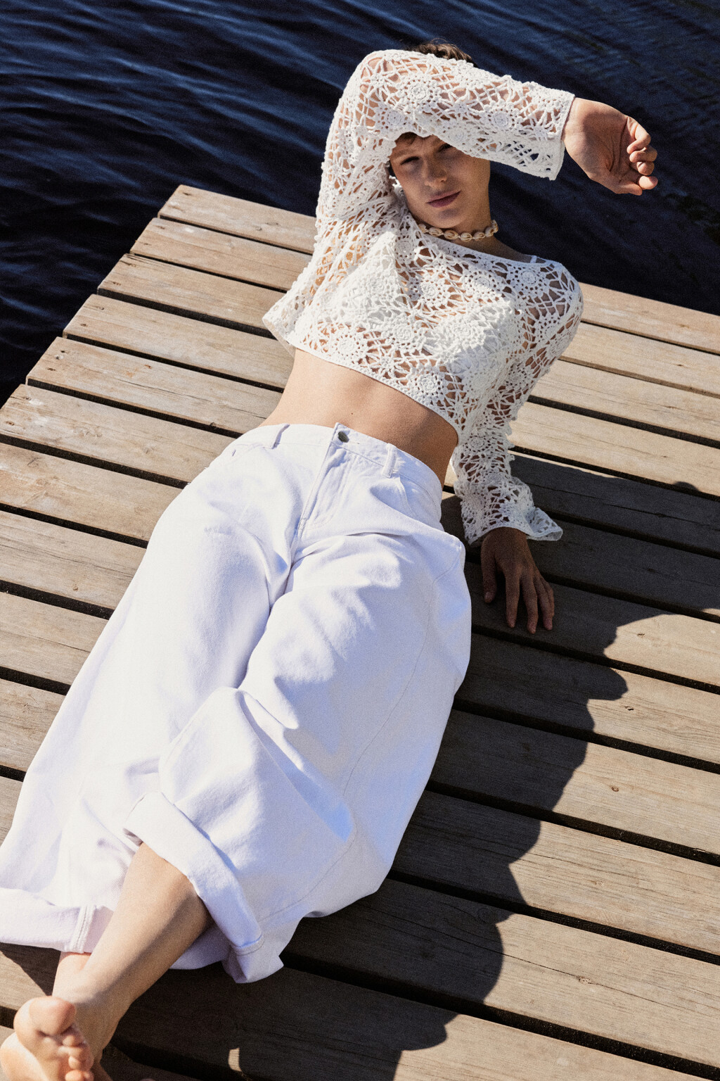 Джинсы wide широкие с низкой посадкой - цвет белый - 11