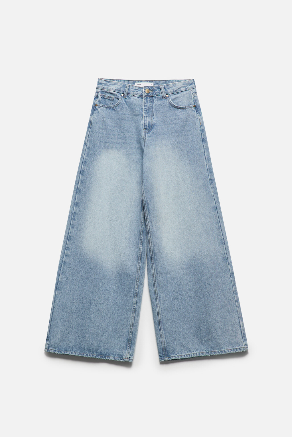 Джинсы широкие с высокой посадкой - цвет голубой - 8