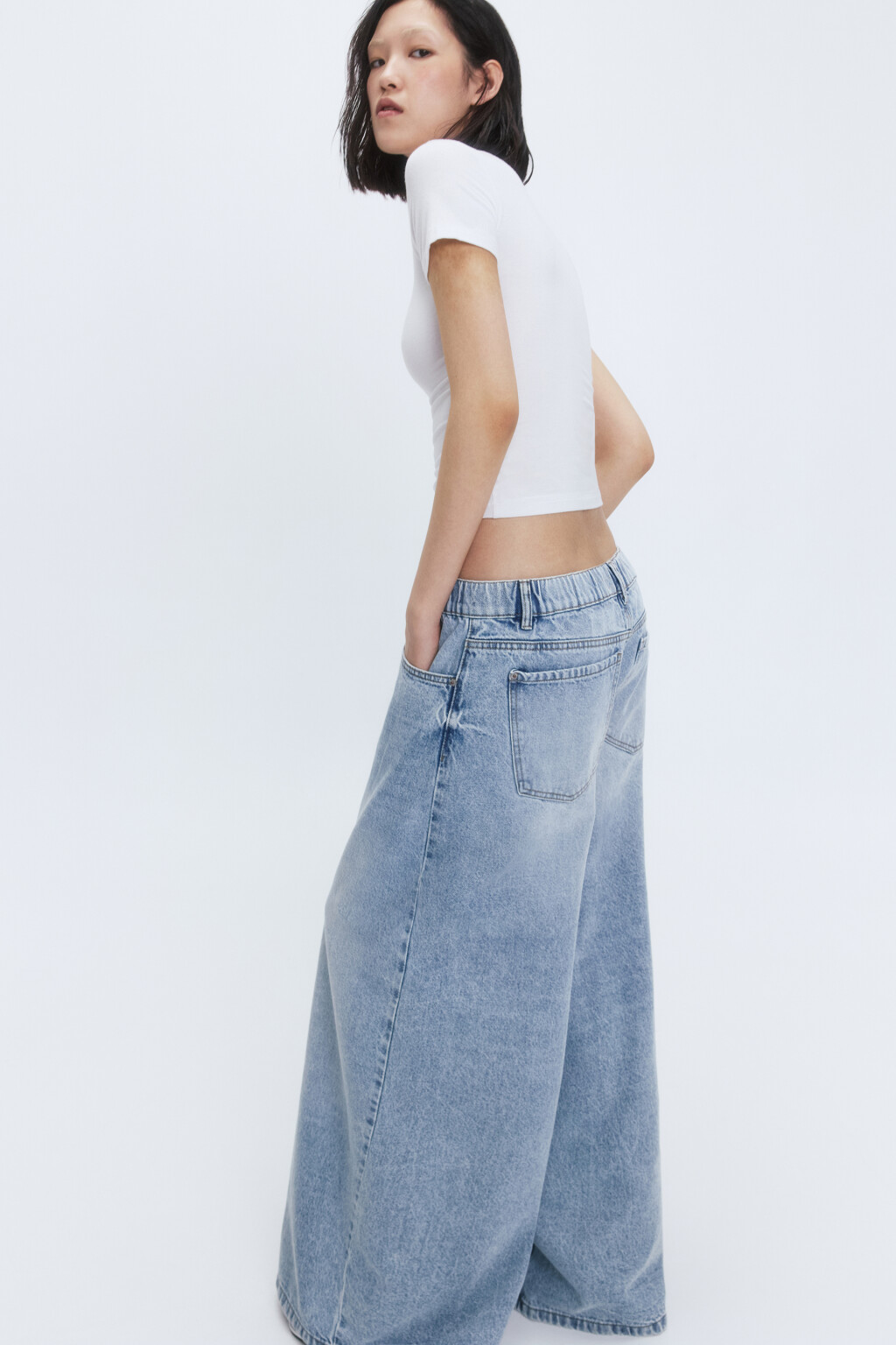 Джинсы экстраширокие с низкой посадкой - цвет голубой - 2