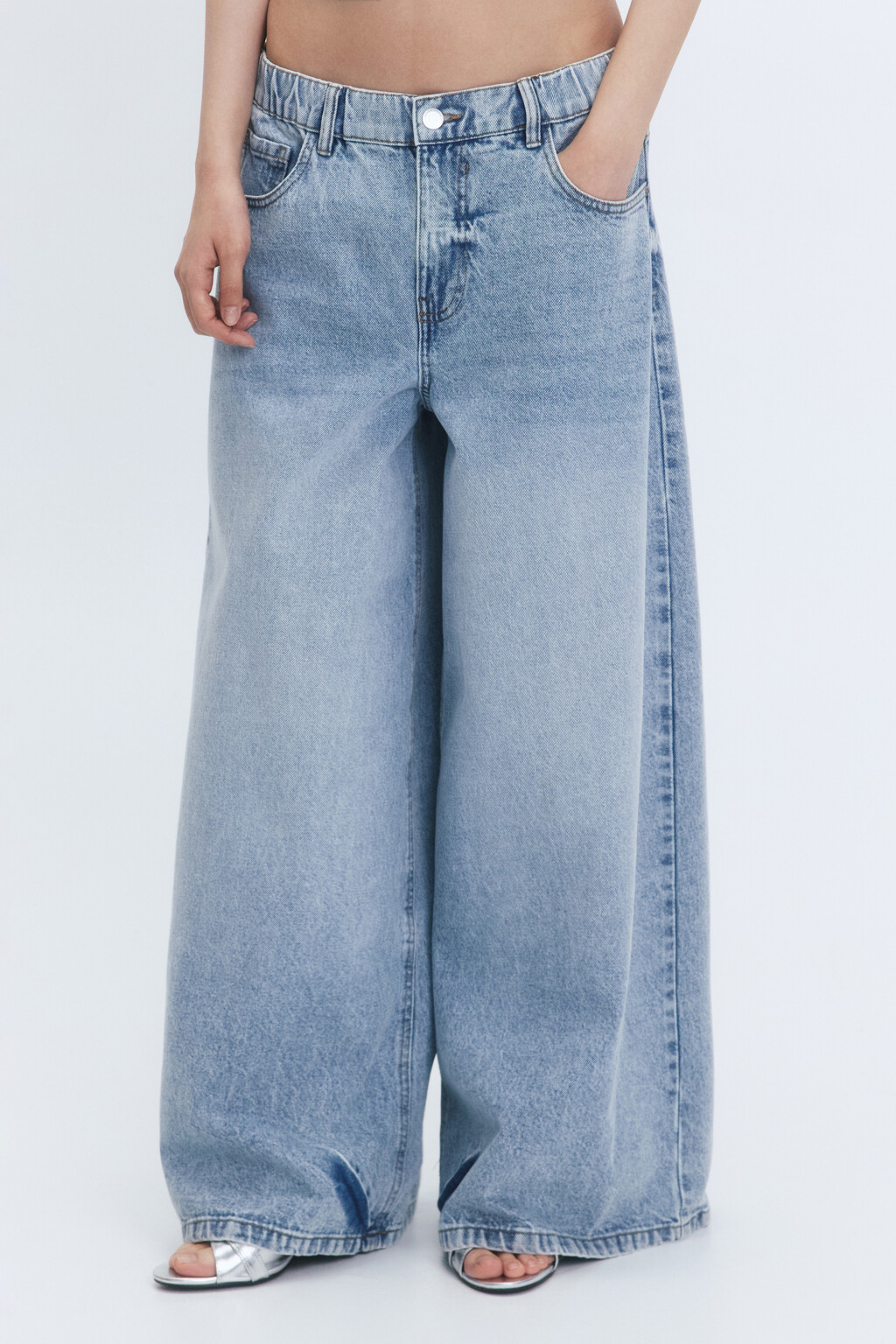 Джинсы экстраширокие с низкой посадкой - цвет голубой - 3