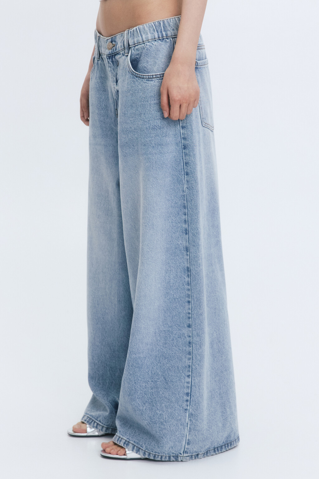 Джинсы экстраширокие с низкой посадкой - цвет голубой - 4