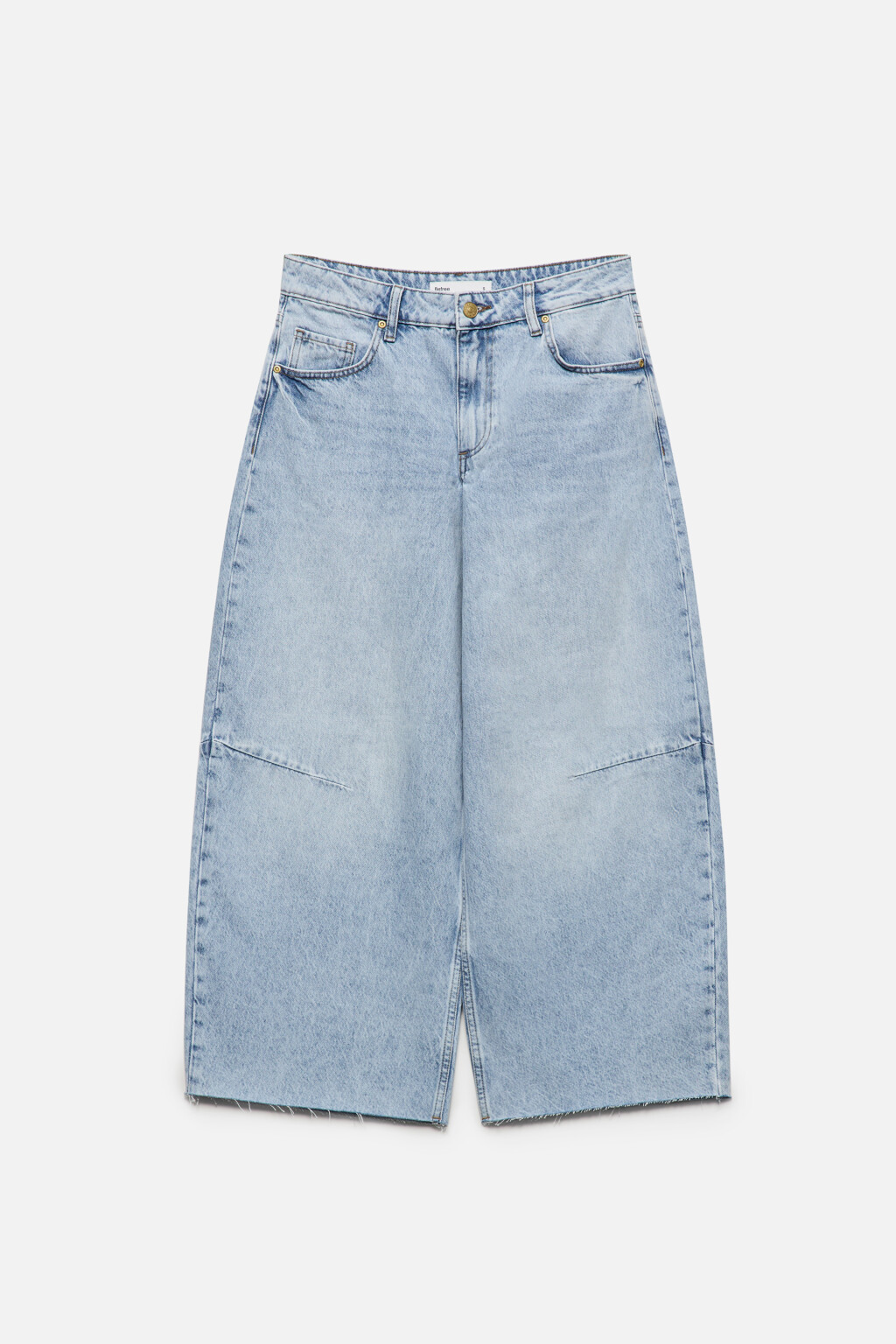 Джинсы barrel fit широкие с открытыми срезами - цвет голубой - 7