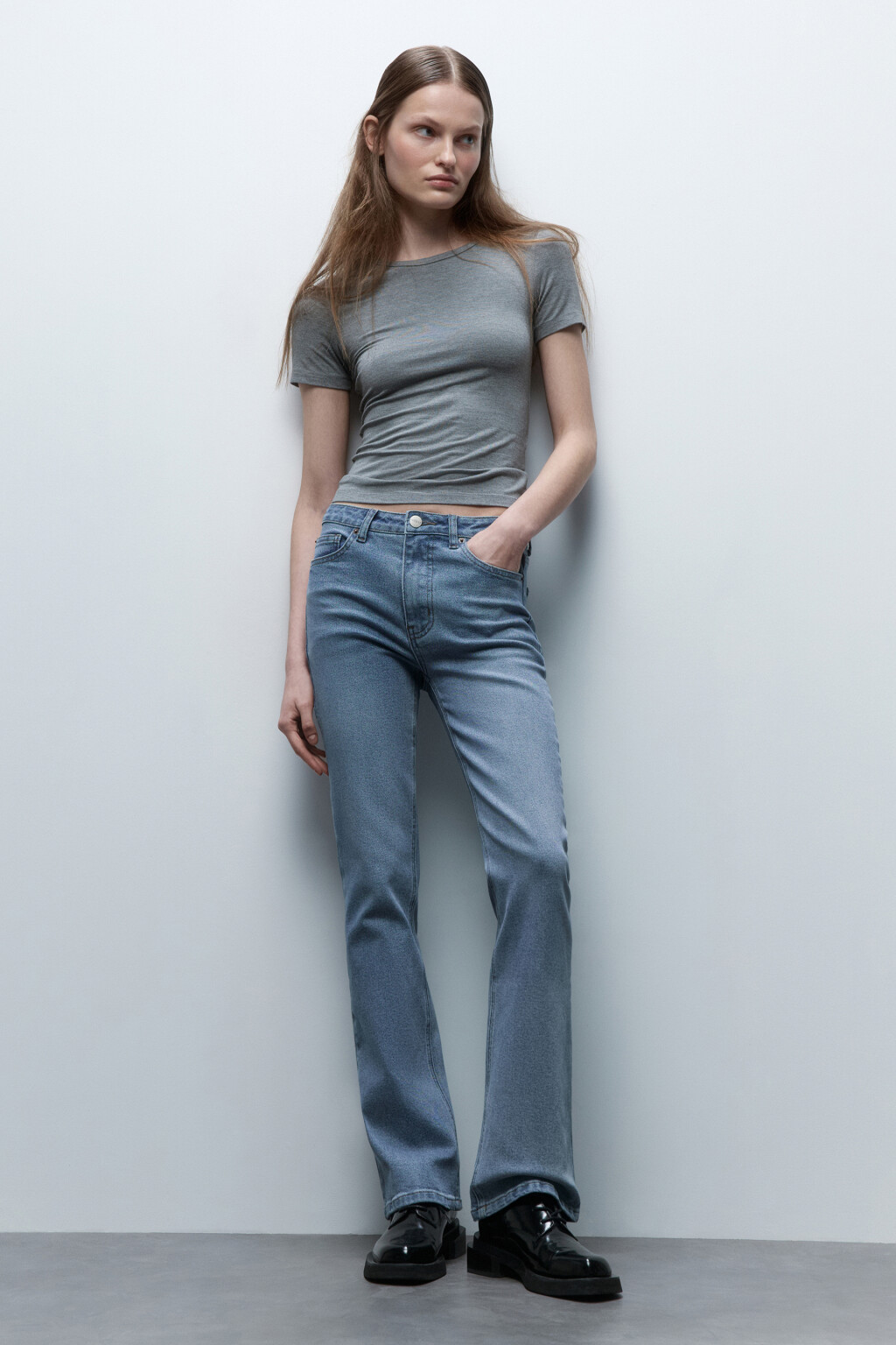 Джинсы flare расклешенные с высокой посадкой - цвет голубой - 5