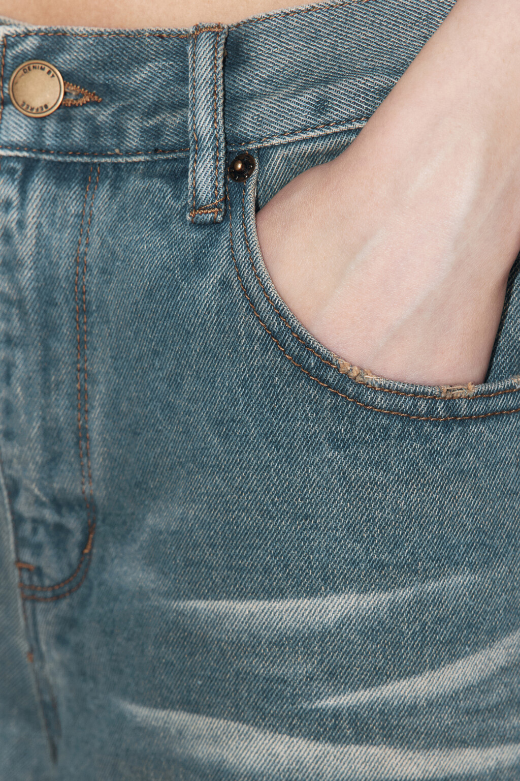 Джинсы широкие с эффектом масляной стирки - цвет синий - 7