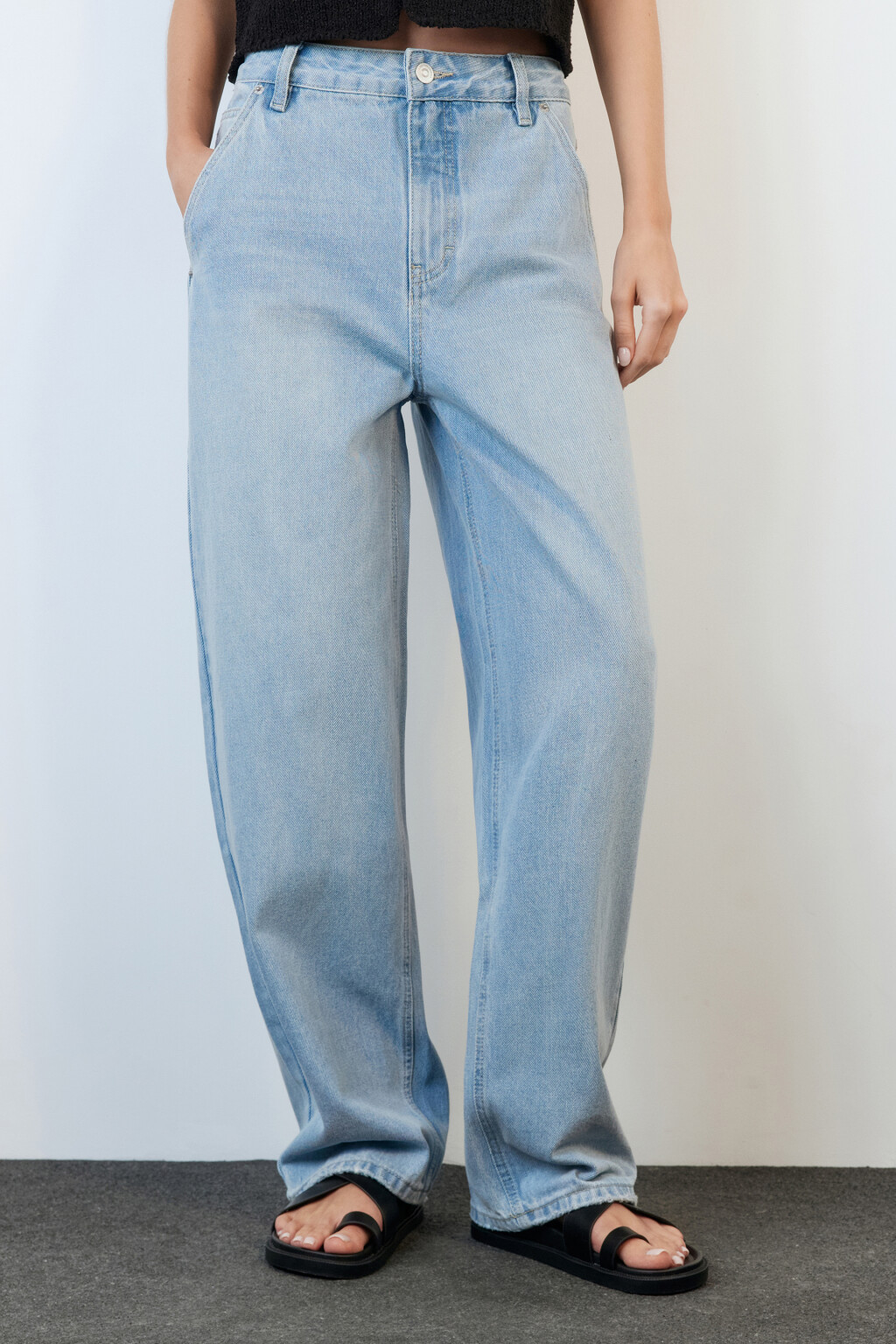 Джинсы baggy fit удлиненные со средней посадкой - цвет голубой - 2