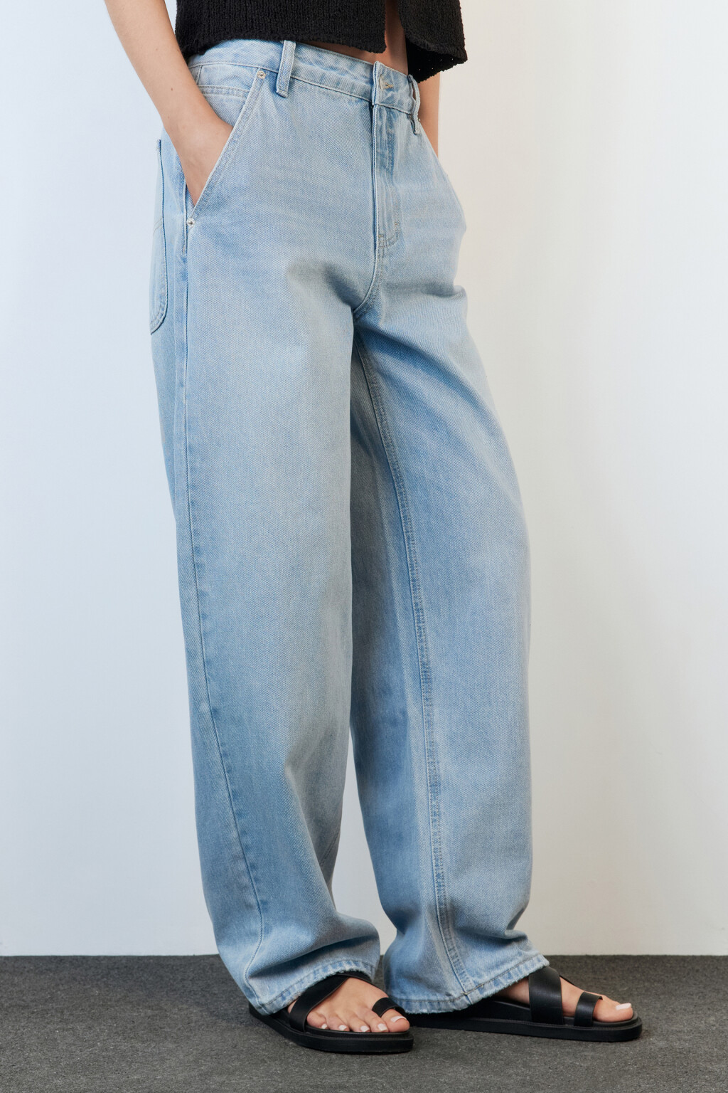 Джинсы baggy fit удлиненные со средней посадкой - цвет голубой - 3