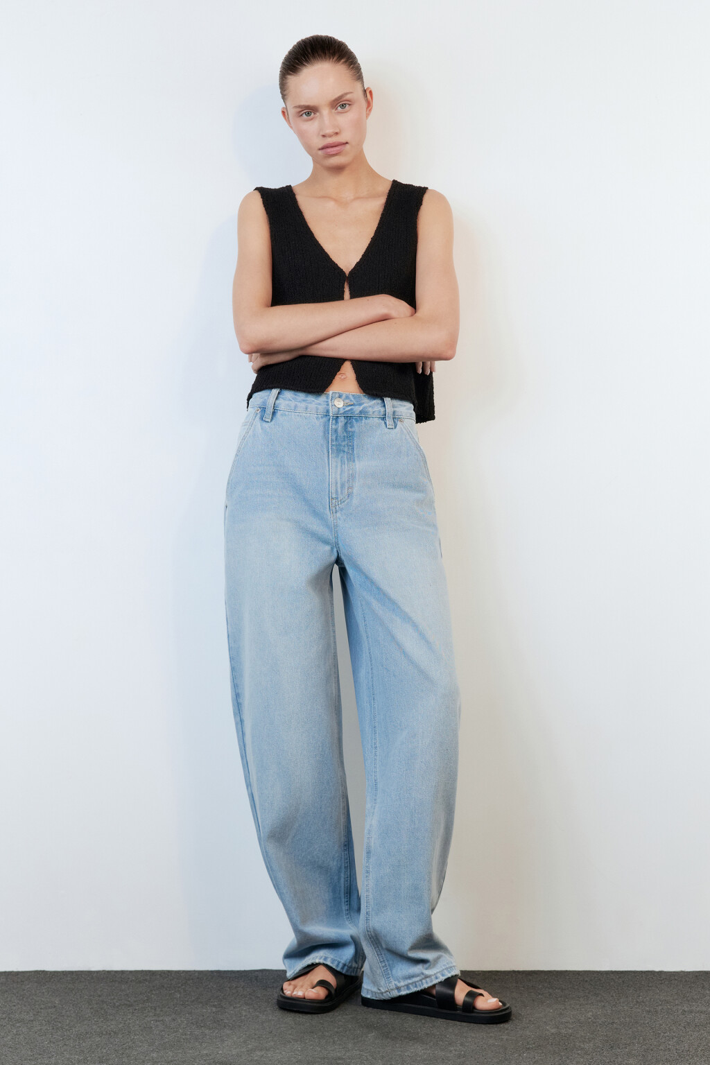 Джинсы baggy fit удлиненные со средней посадкой - цвет голубой - 5