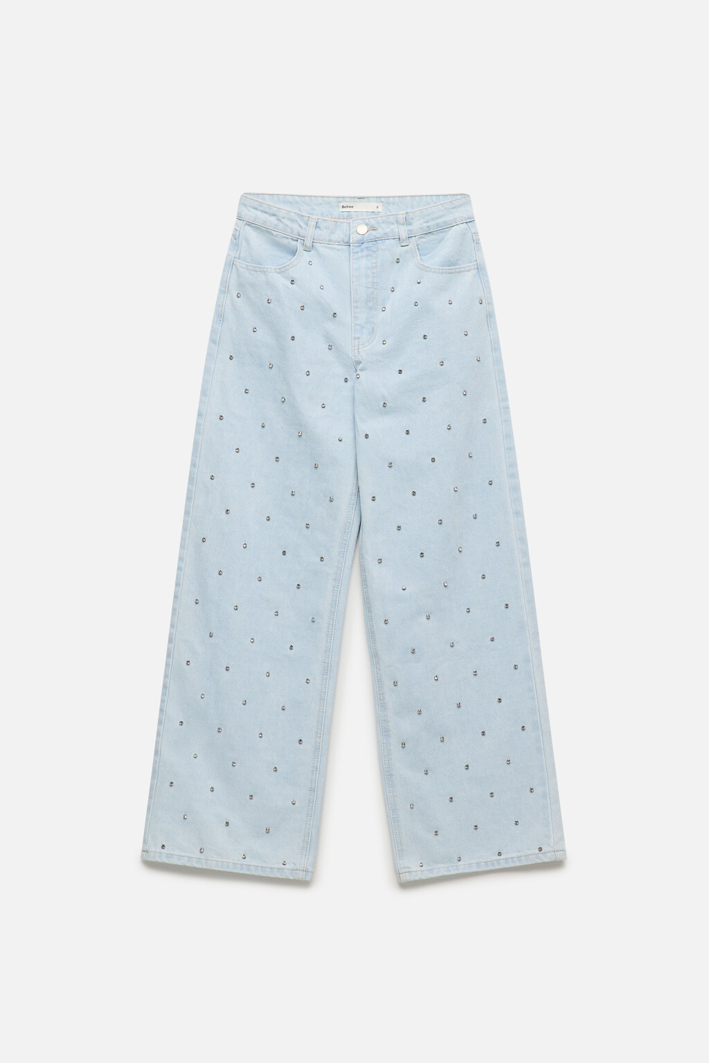 Джинсы wide широкие со стразами - цвет голубой - 10