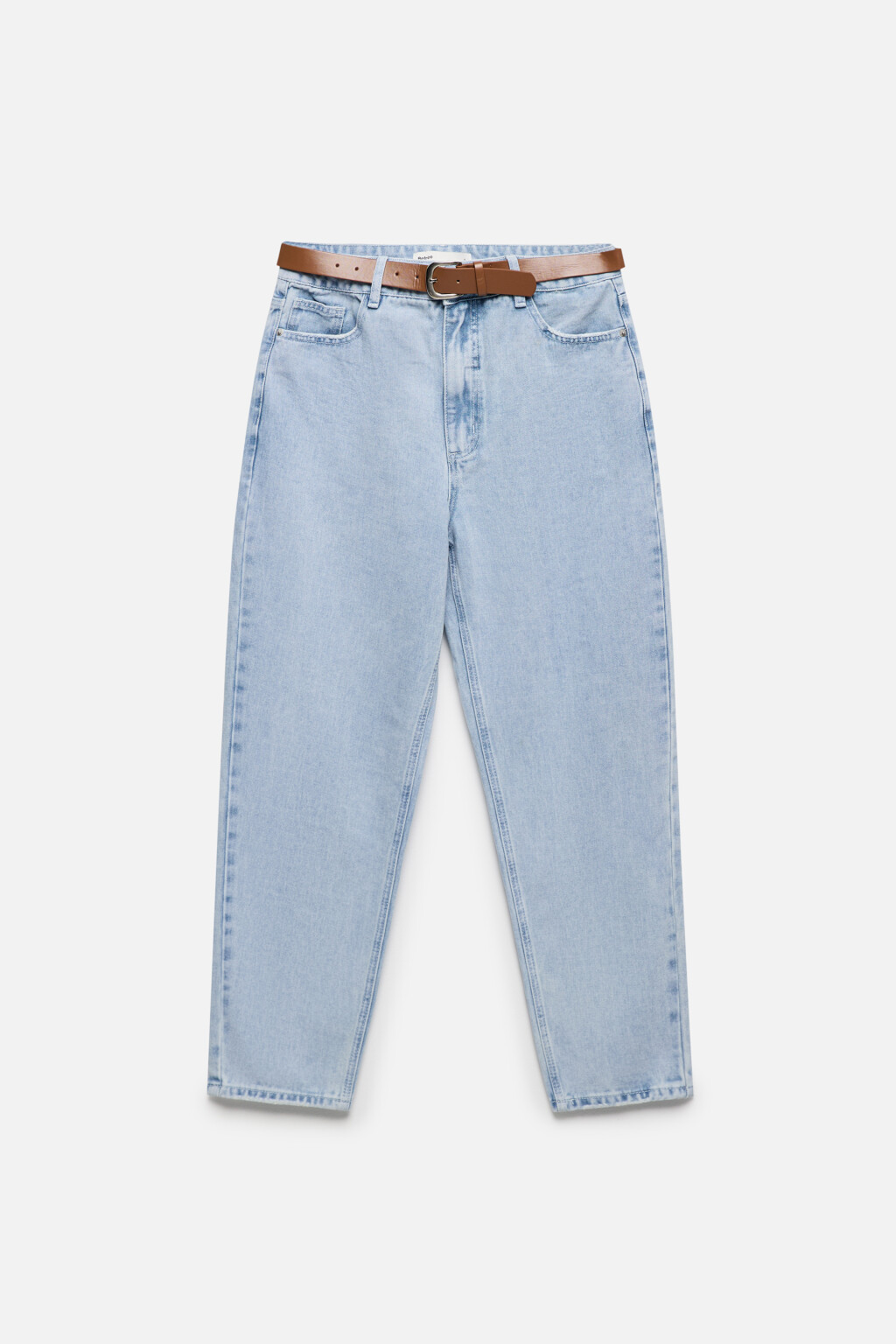 Джинсы mom fit с высокой посадкой и ремнем - цвет голубой - 8
