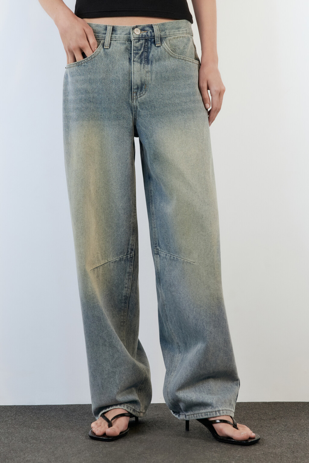 Джинсы baggy fit из денима с органическим хлопком - цвет синий - 2