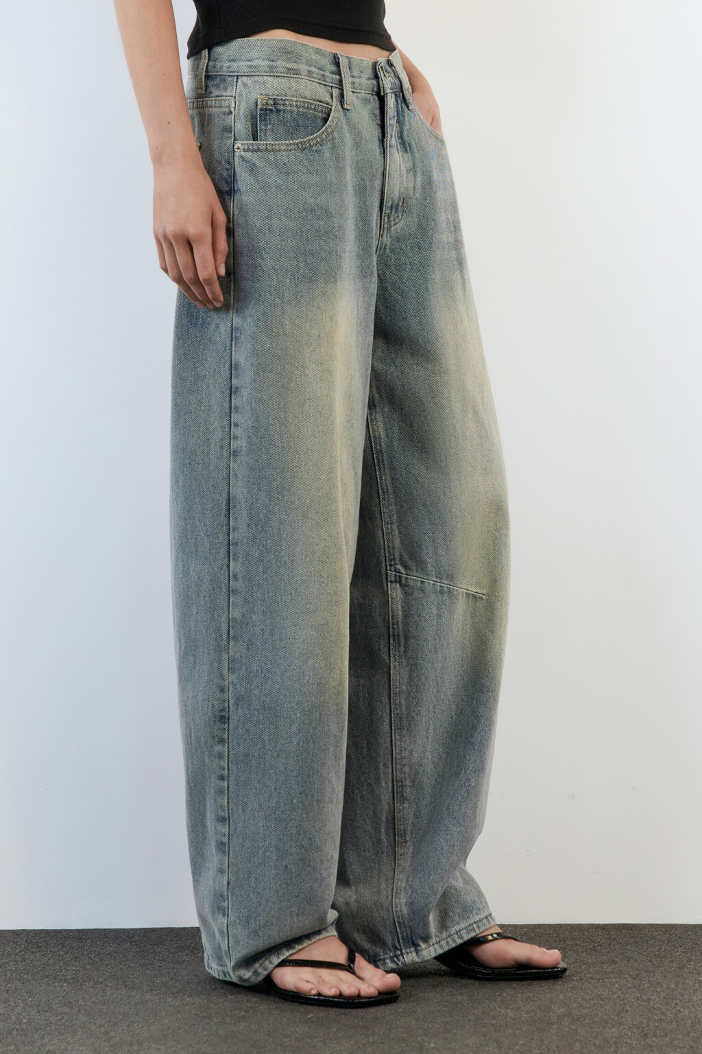 Джинсы baggy fit из денима с органическим хлопком - цвет синий - 3