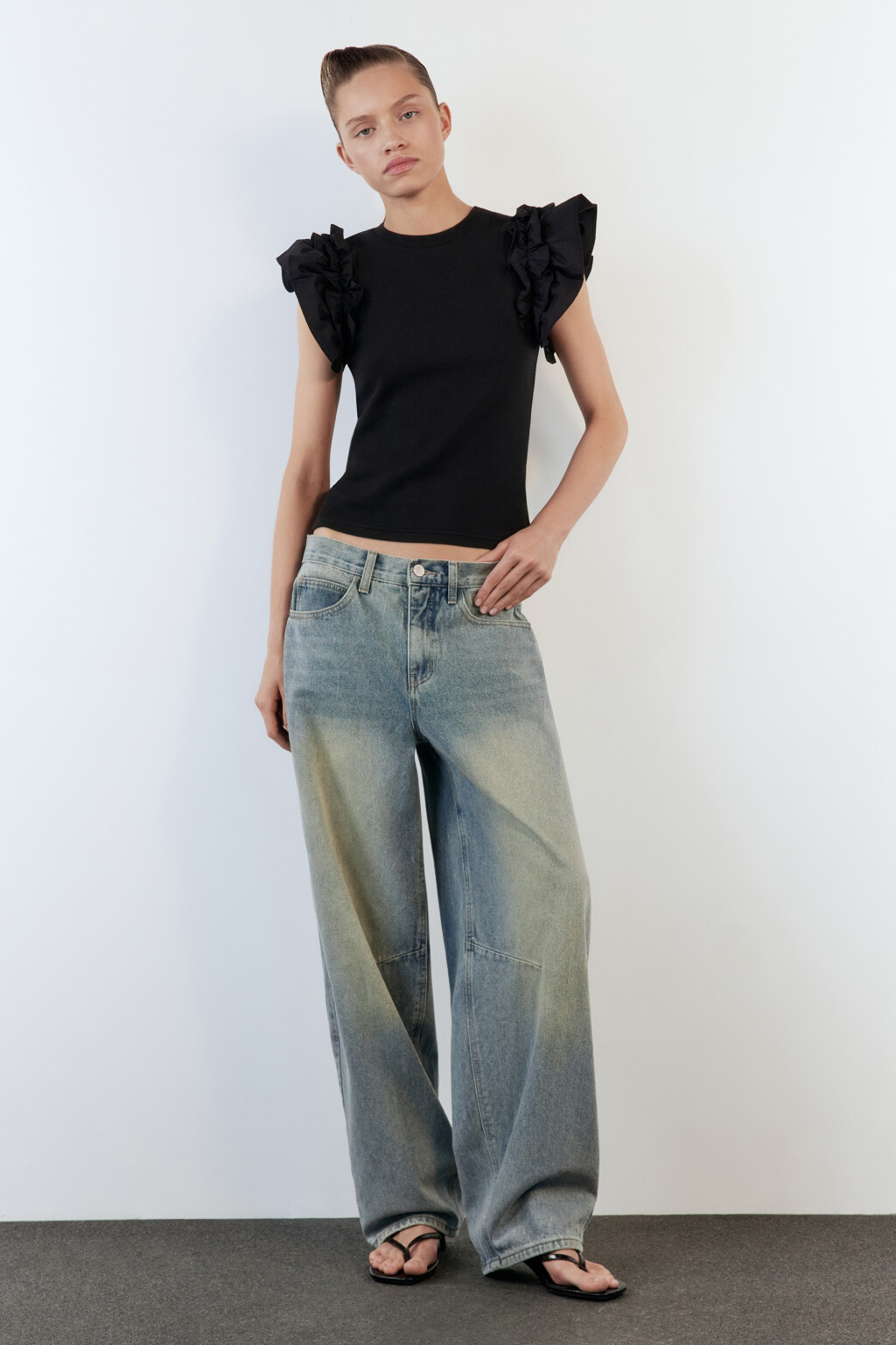 Джинсы baggy fit из денима с органическим хлопком - цвет синий - 5