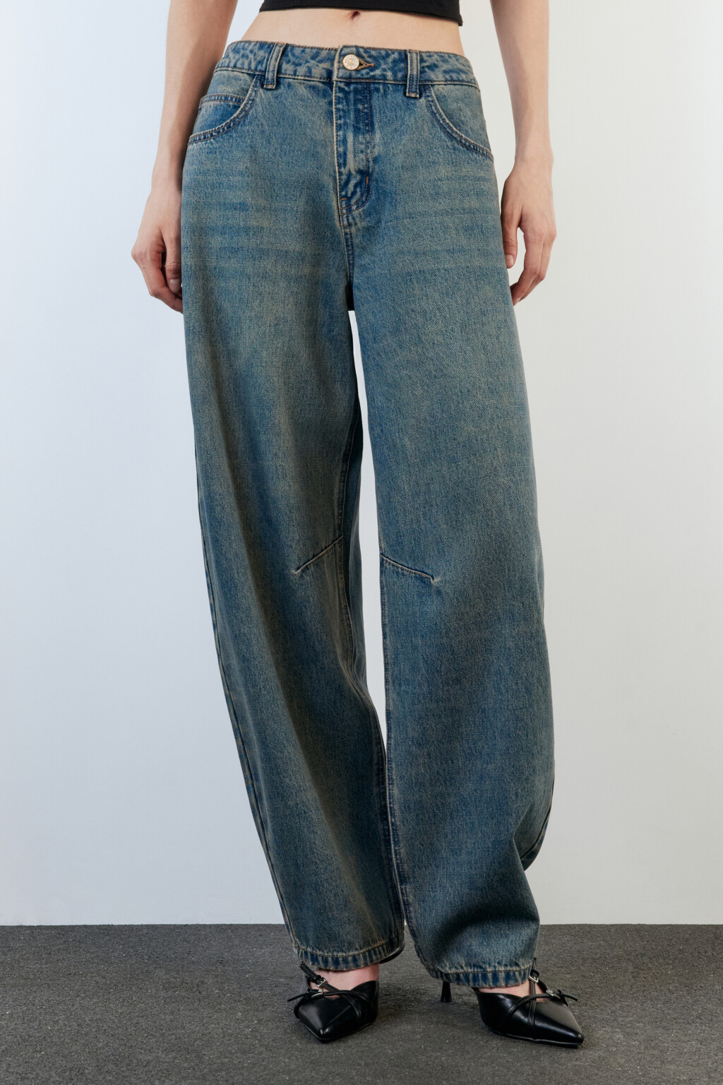 Джинсы baggy fit с низкой посадкой - цвет бордовый - 2